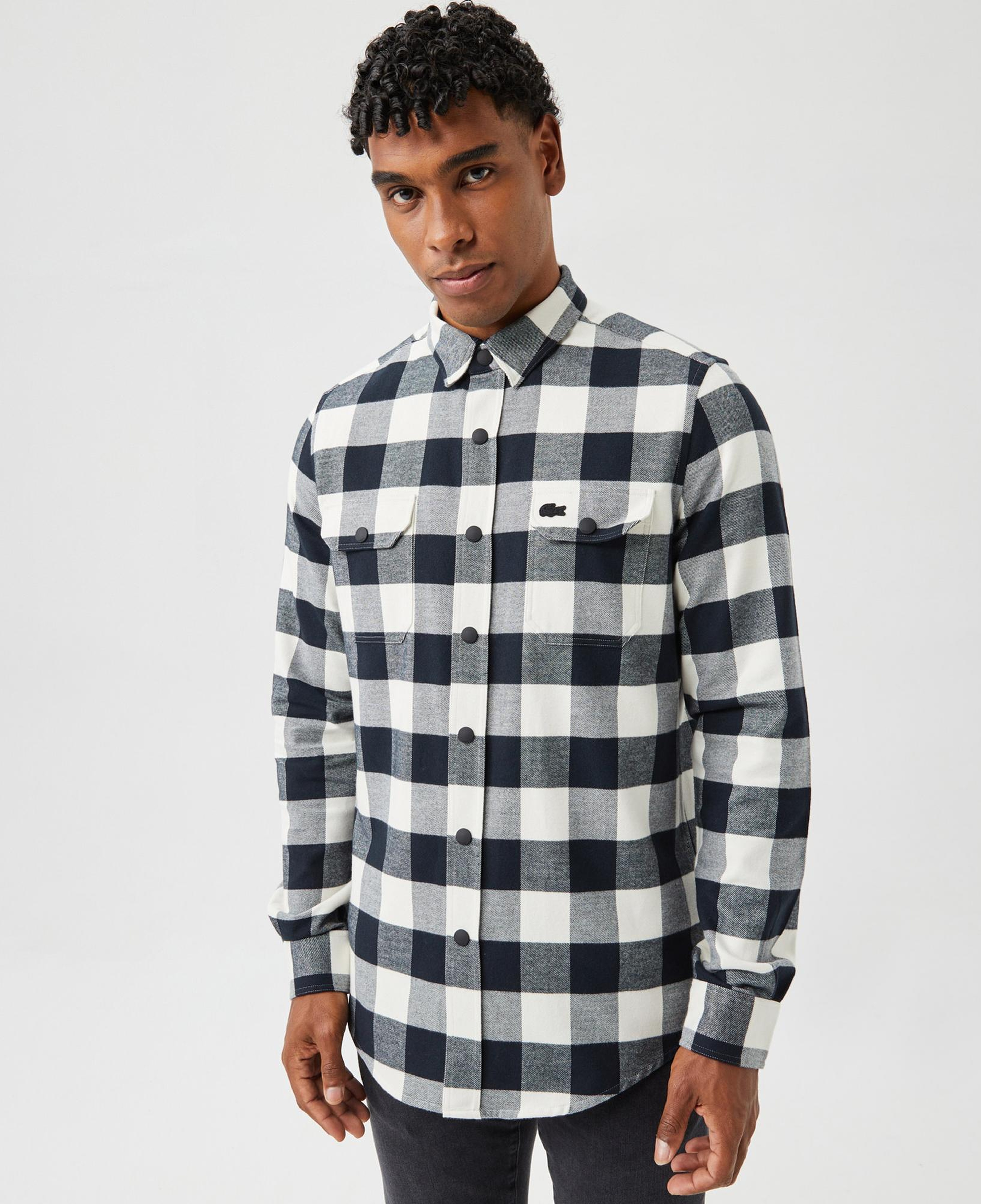 Erkek Slim Fit Ekose Siyah Gömlek