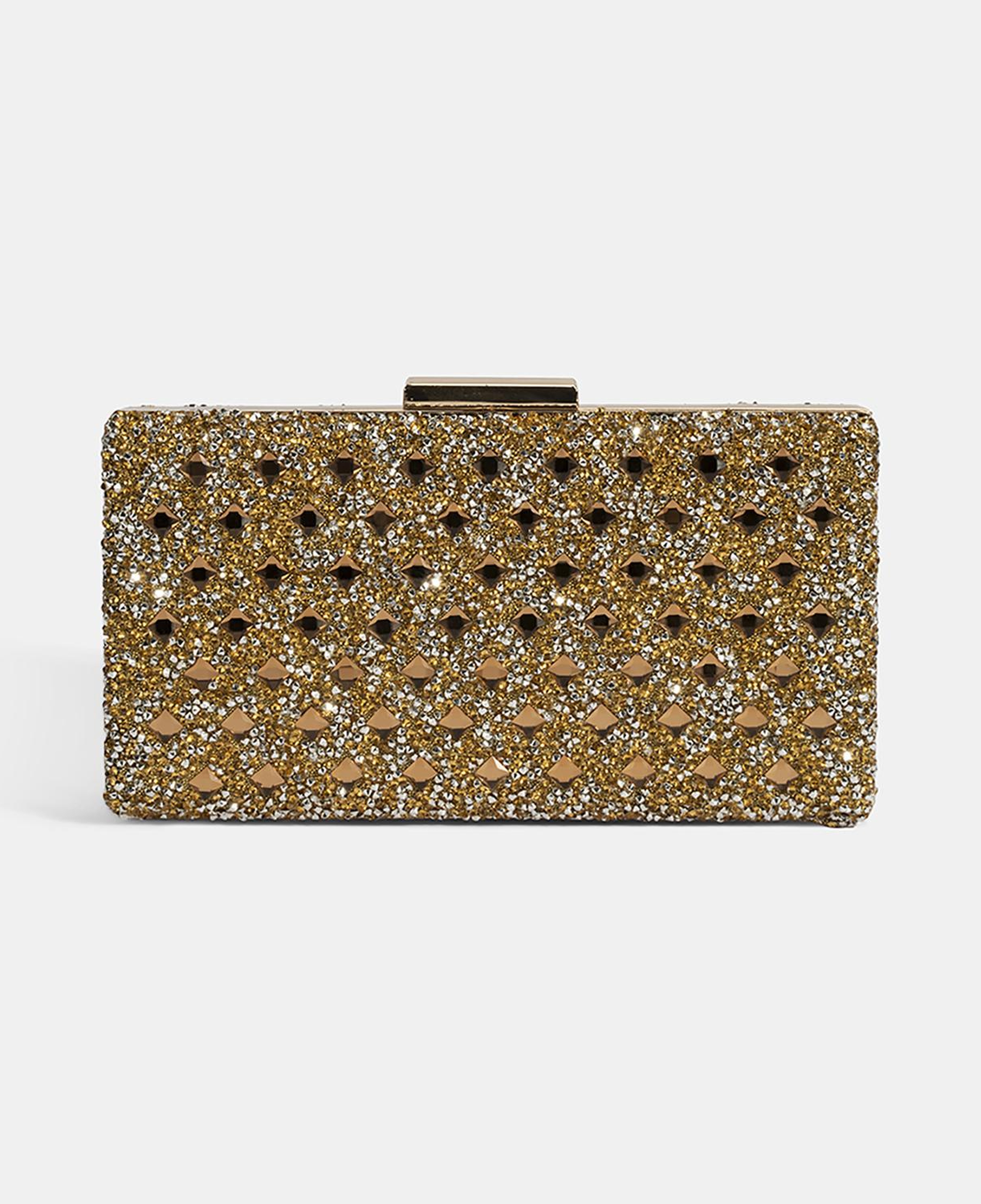 Kadın Gold Taşlı Omuz Askılı Gece El Çantası