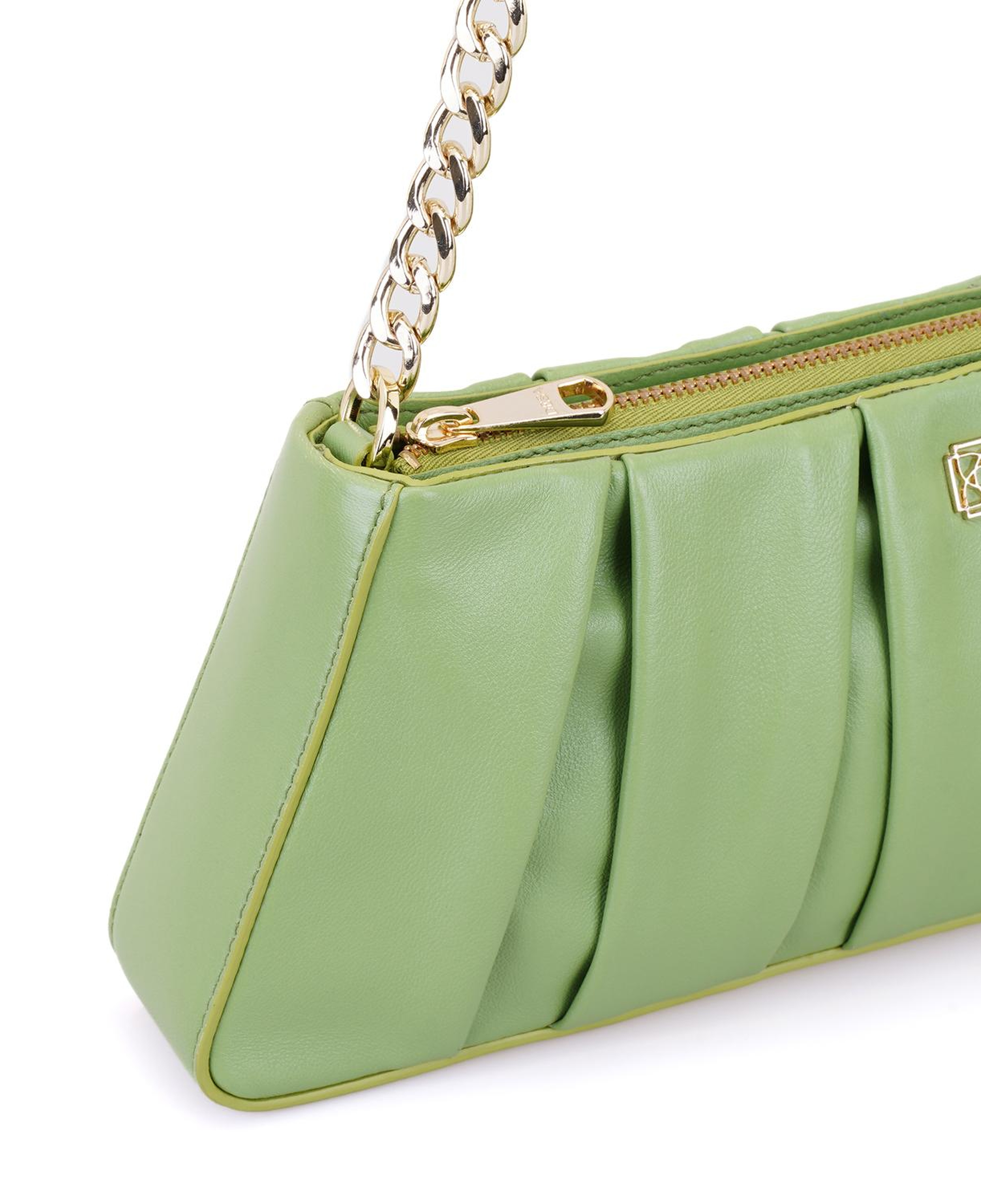 Geranie Yeşil Kadın Zincir Detaylı Deri Omuz Çantası