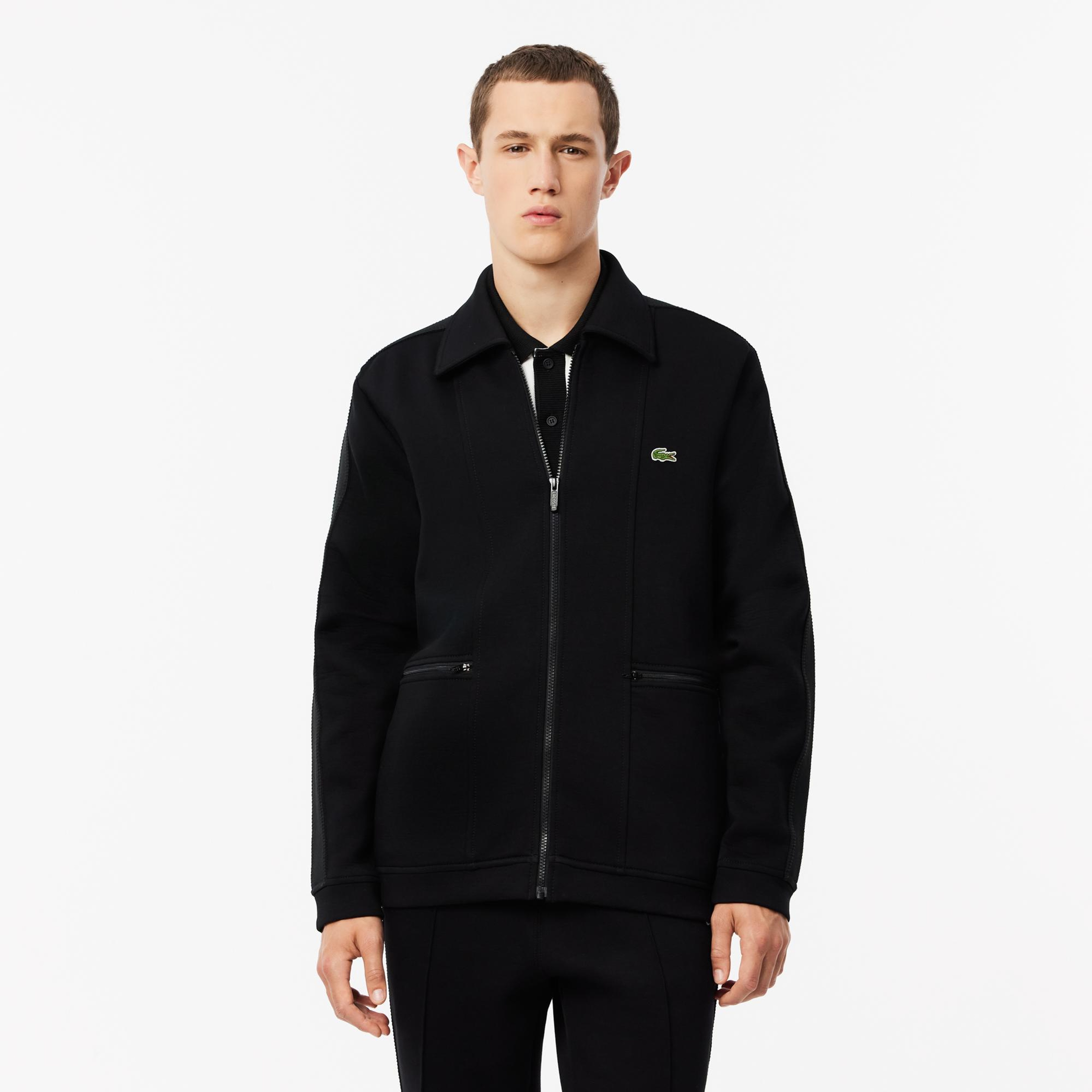 Erkek Regular Fit Fermuarlı Siyah Sweatshirt