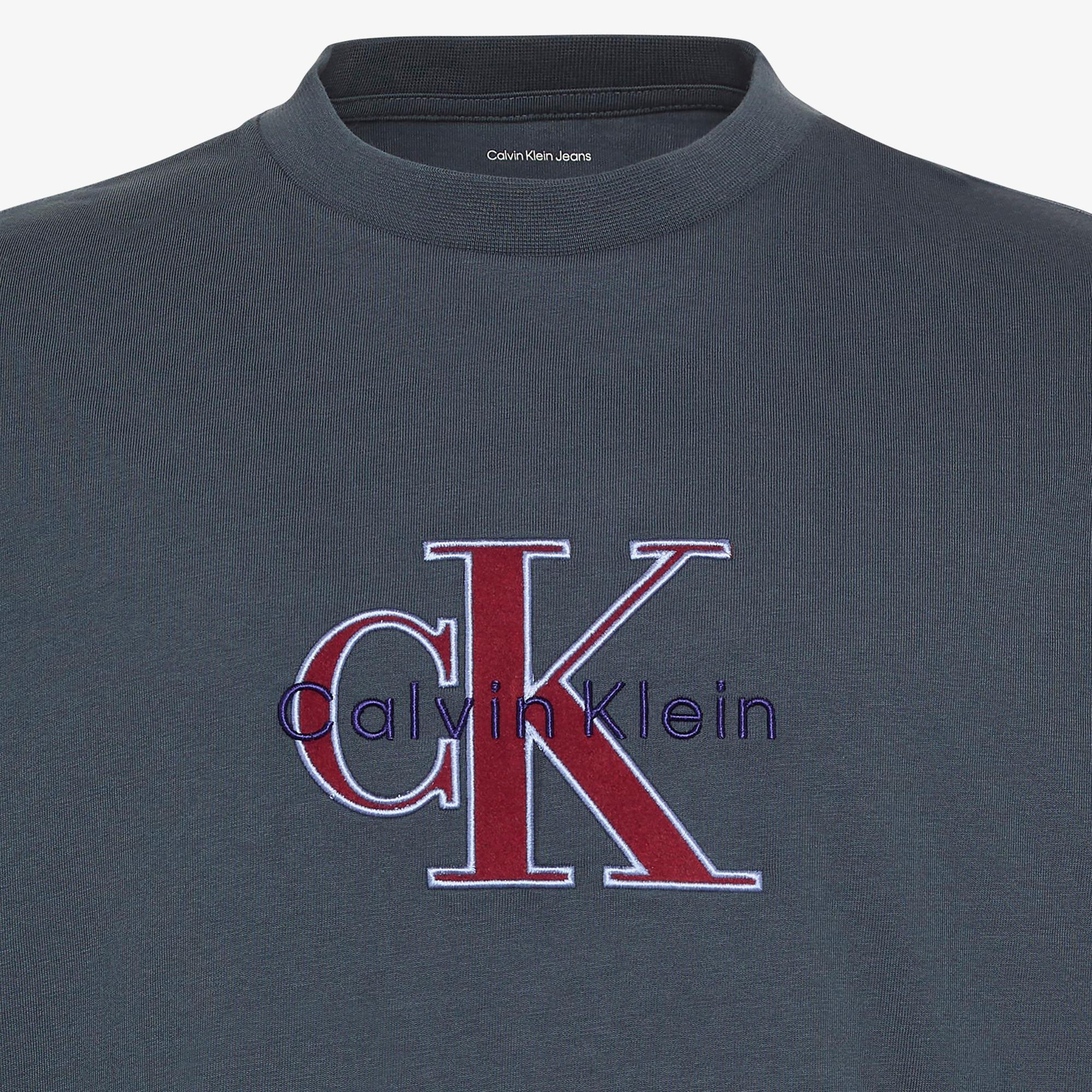Calvin Klein Tricolor Monologo Graphic Erkek Mavi T-Shirt