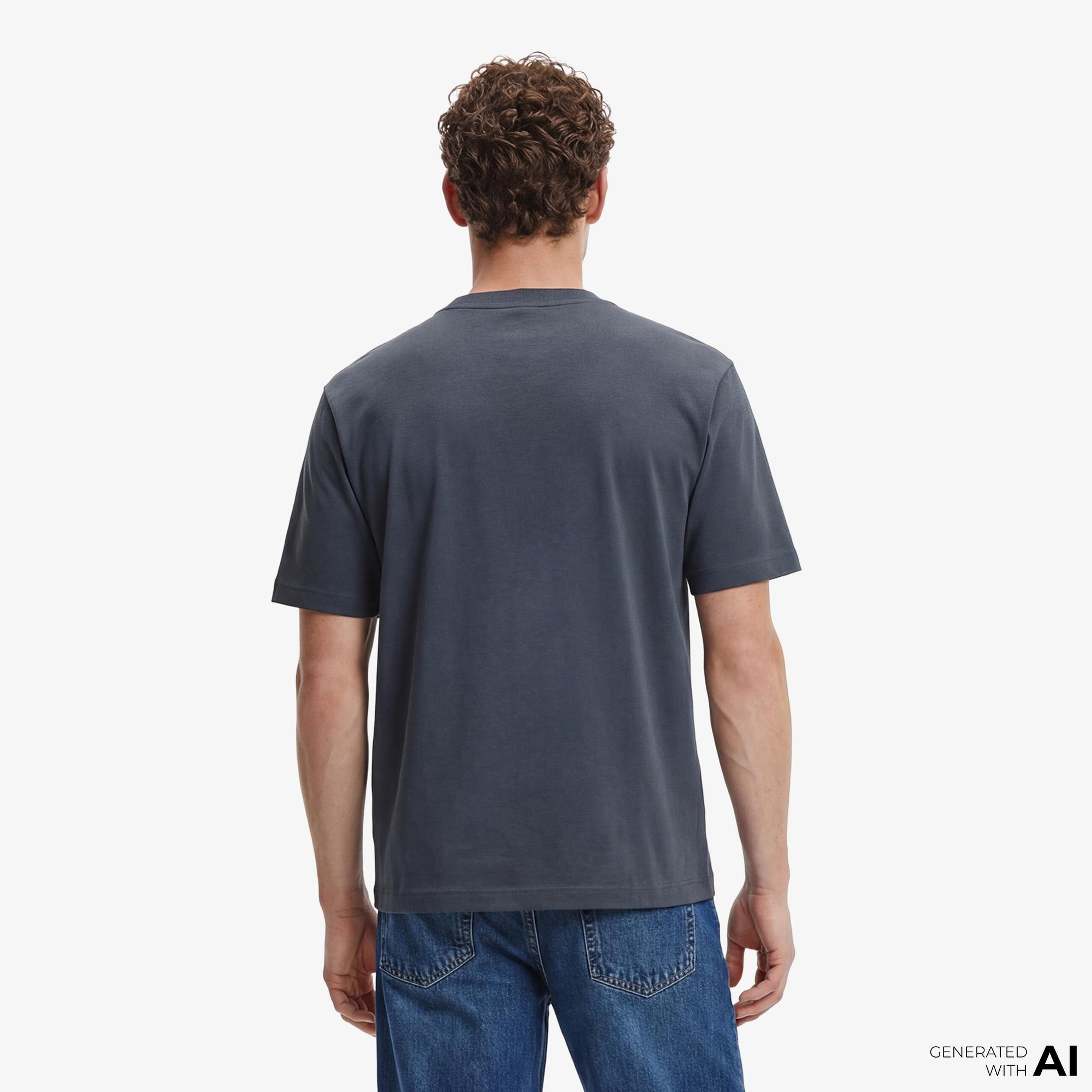 Calvin Klein Tricolor Monologo Graphic Erkek Mavi T-Shirt