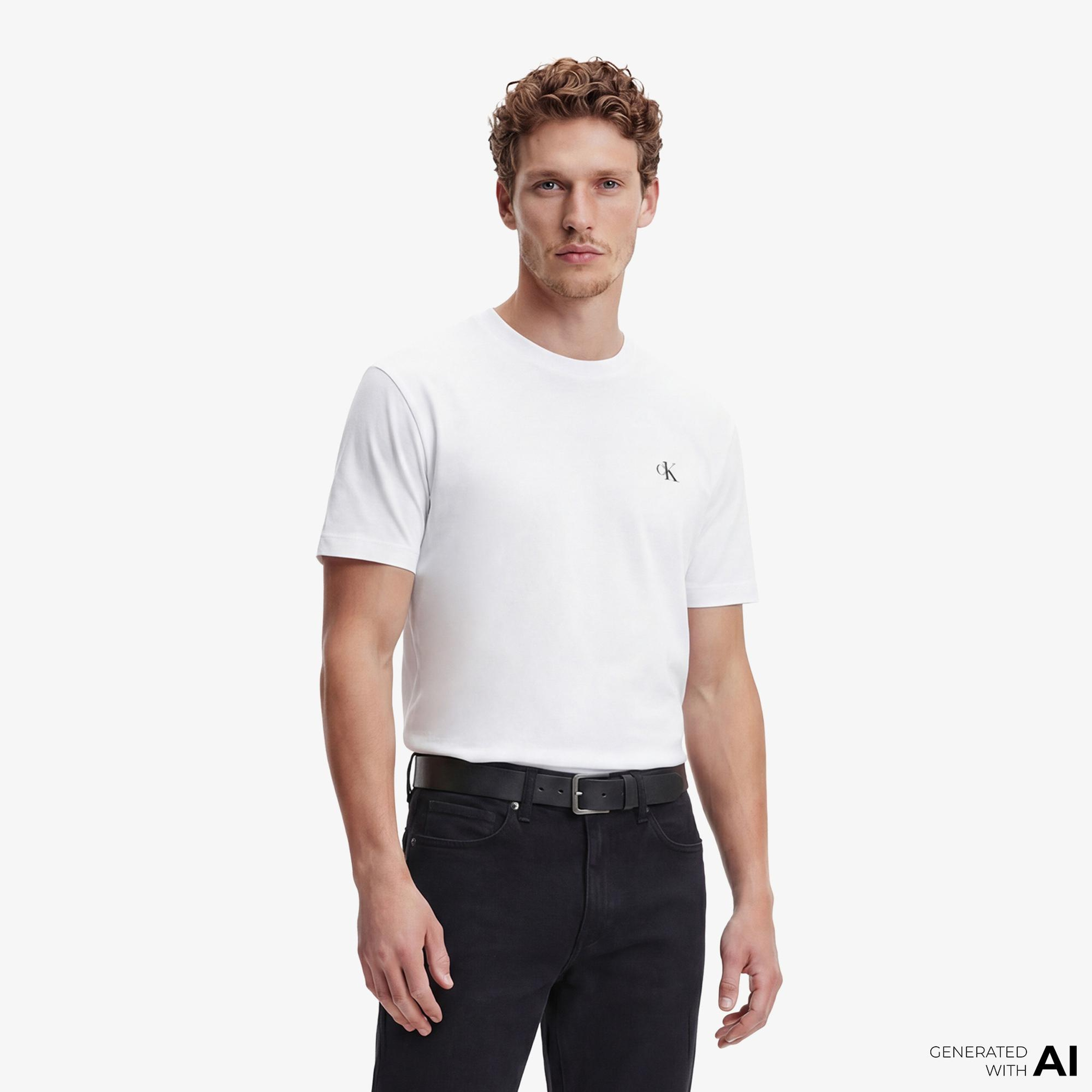 Calvin Klein Classic Monogram 2'li Erkek Renkli T-Shirt
