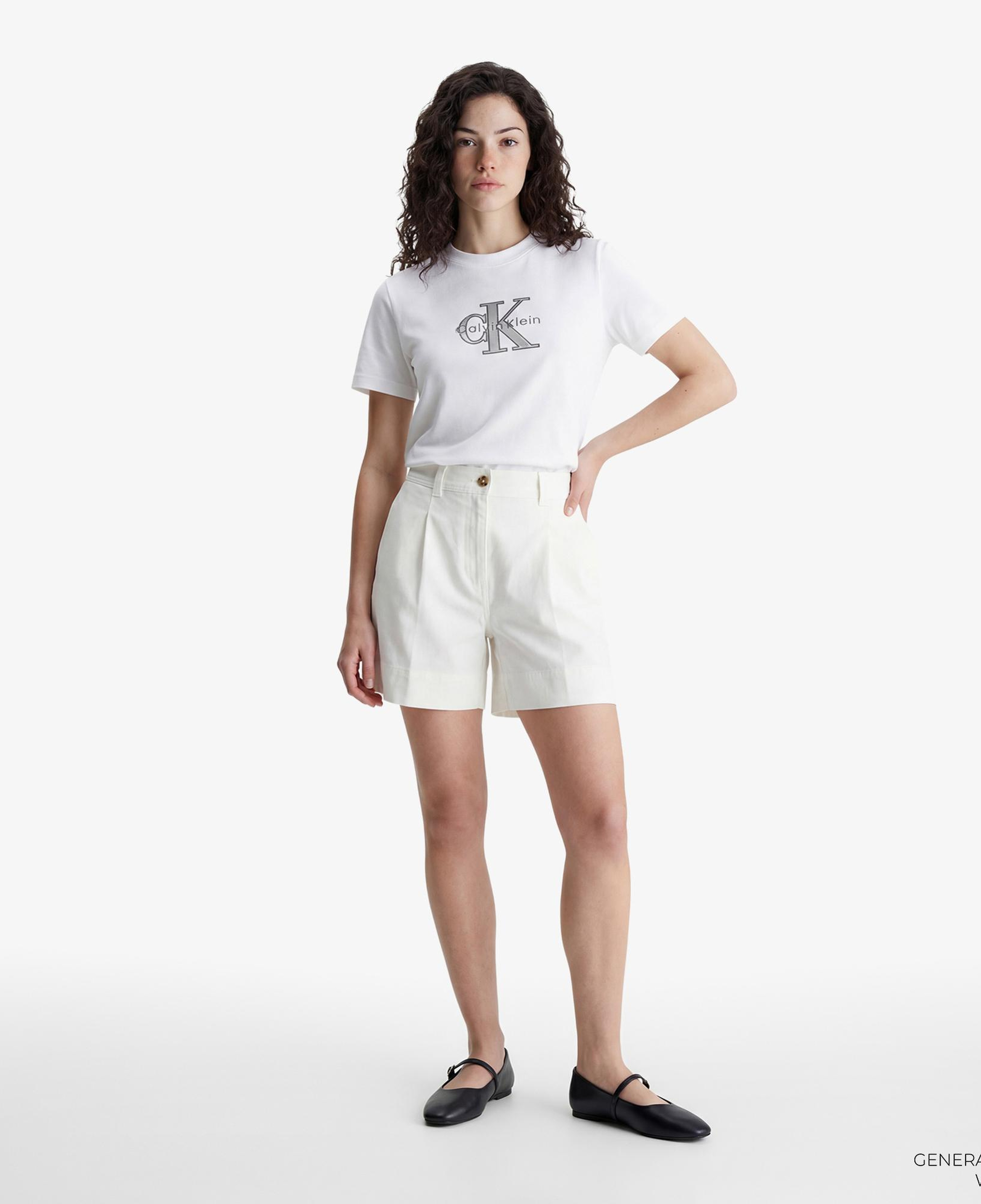 Calvin Klein Classic Monologo Metallic Kadın Beyaz T-Shirt