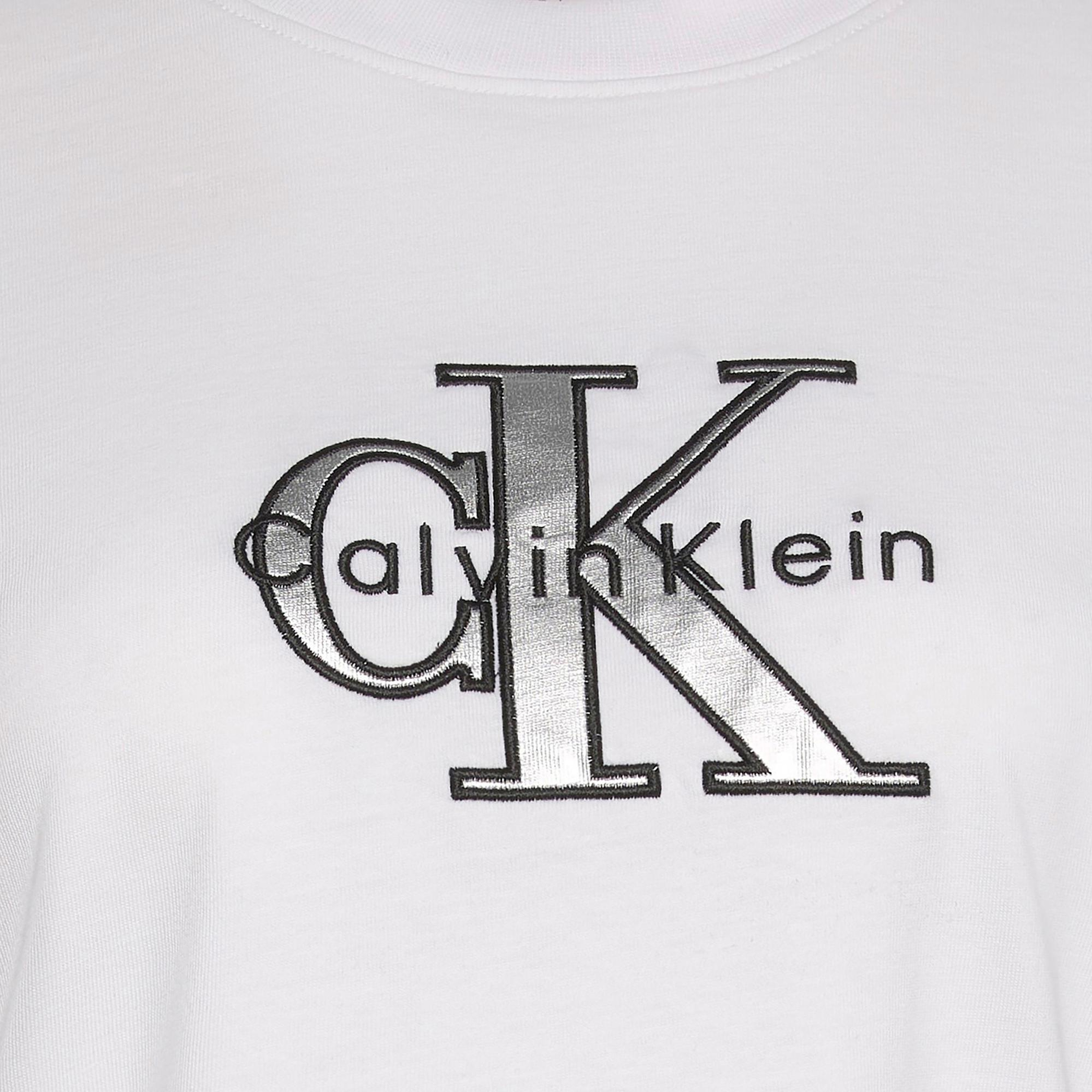 Calvin Klein Classic Monologo Metallic Kadın Beyaz T-Shirt