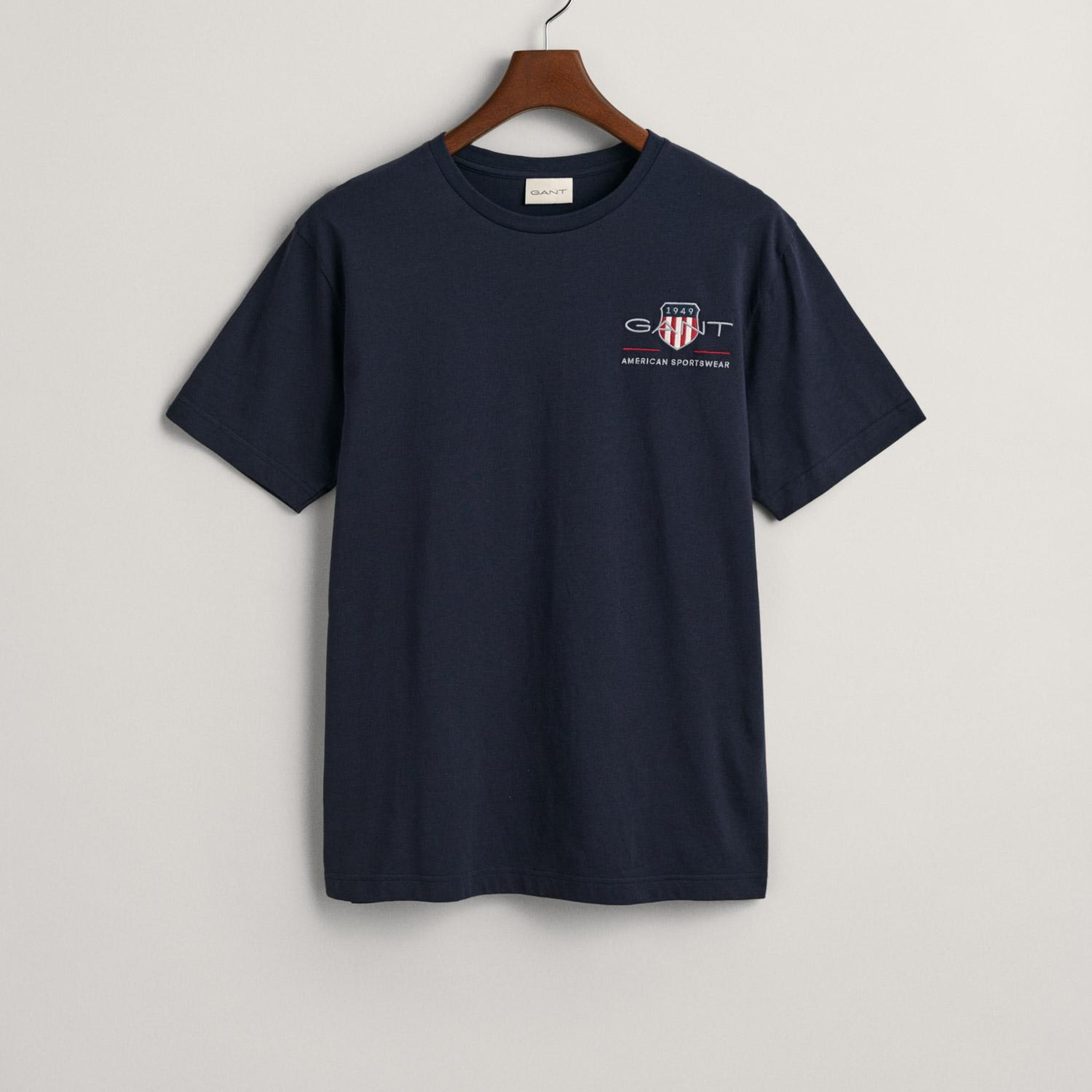 Gant Erkek Lacivert Regular Fit Bisiklet Yaka Logolu T-Shirt