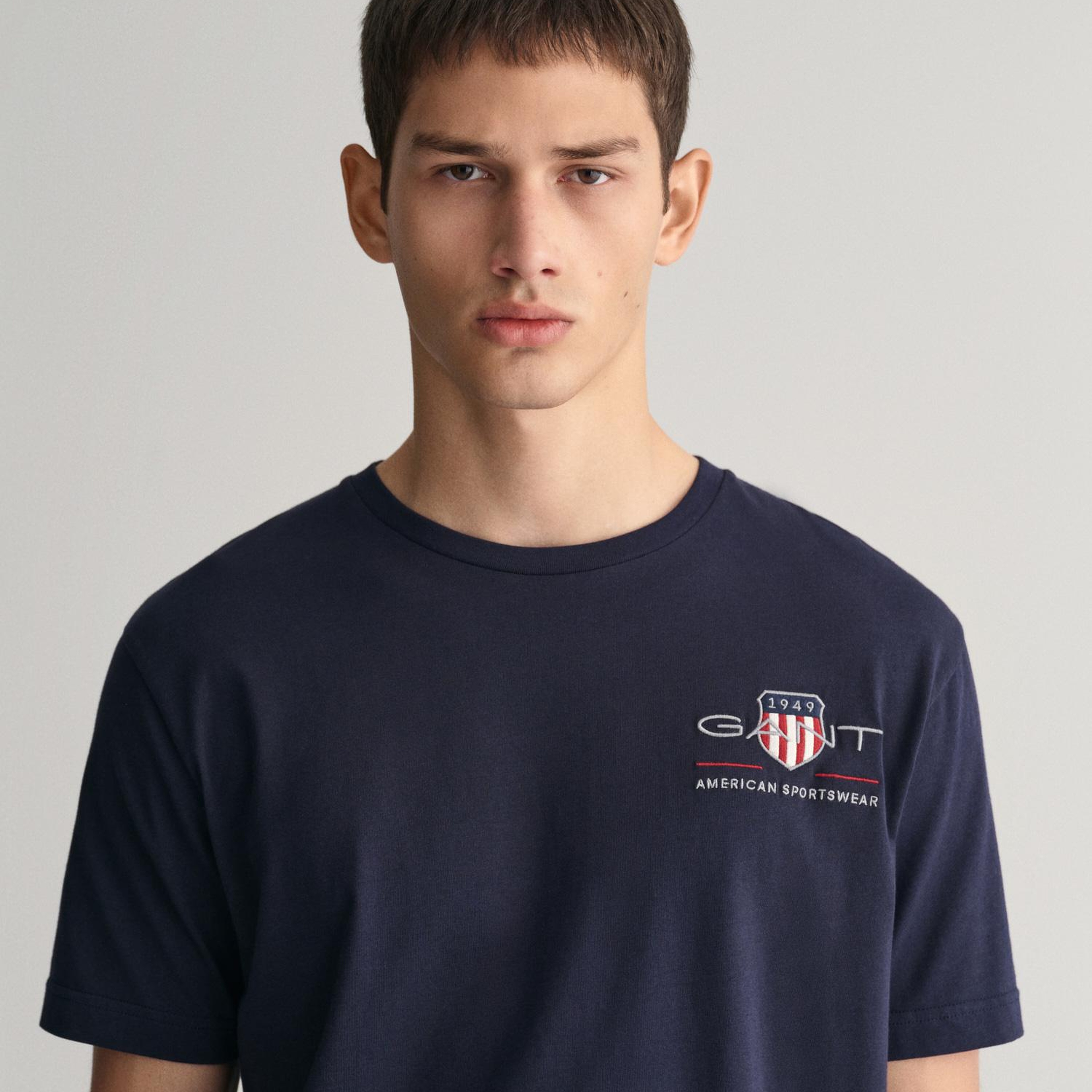 Gant Erkek Lacivert Regular Fit Bisiklet Yaka Logolu T-Shirt