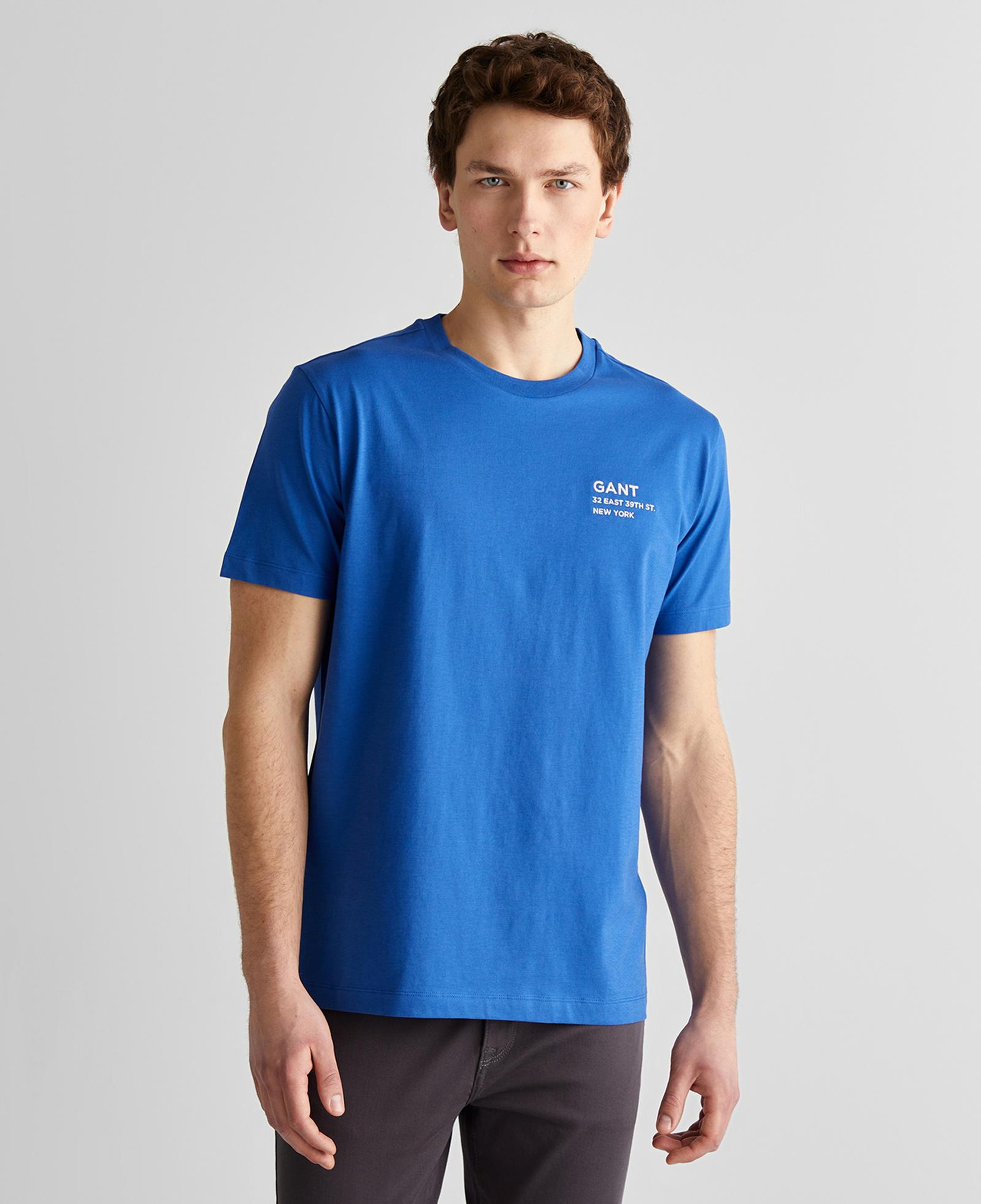 GANT Erkek Lacivert Regular Fit Bisiklet Yaka Logolu T-Shirt