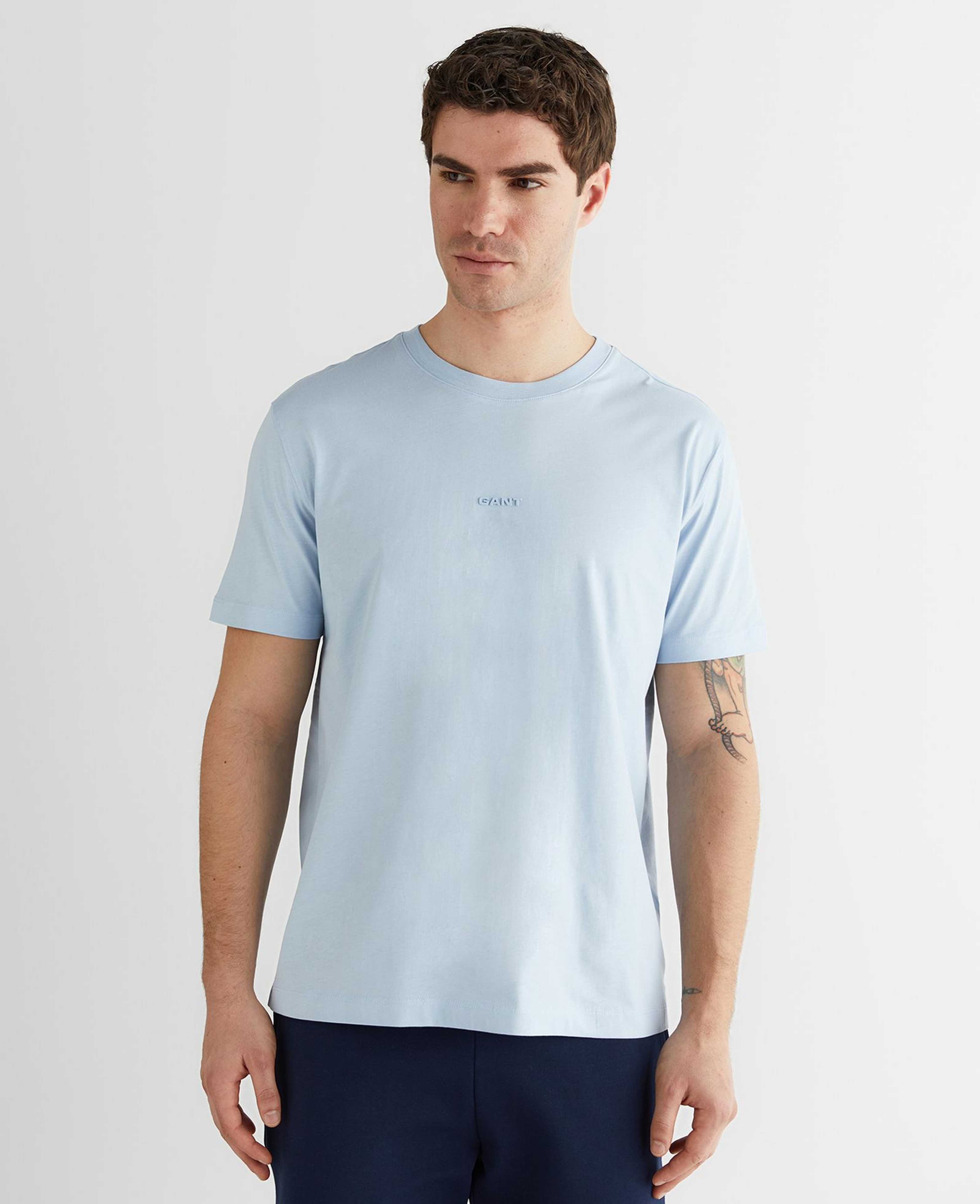 GANT Erkek Mavi Baskılı Kısa Kollu T-Shirt