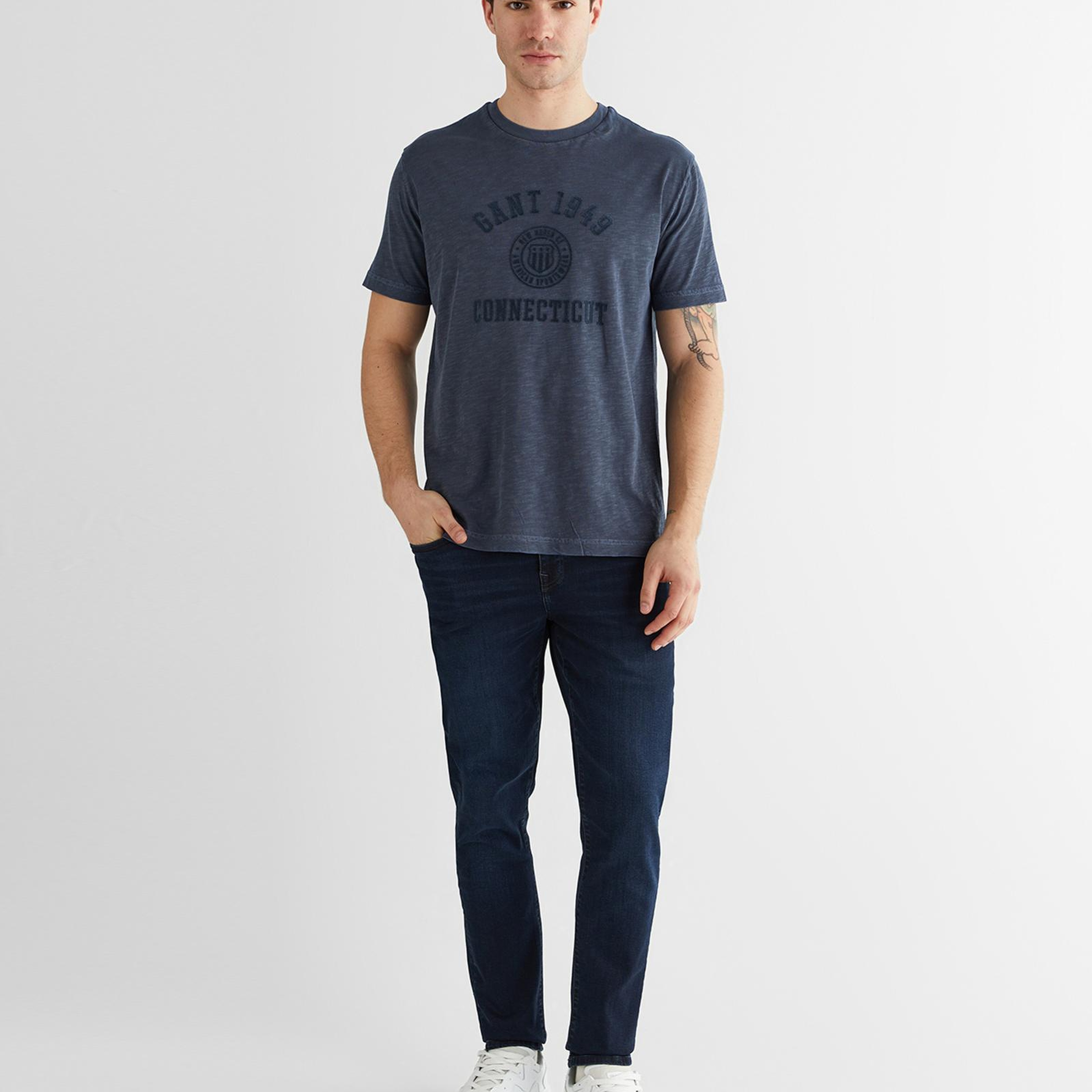 GANT Erkek Lacivert Baskılı Kısa Kollu T-Shirt