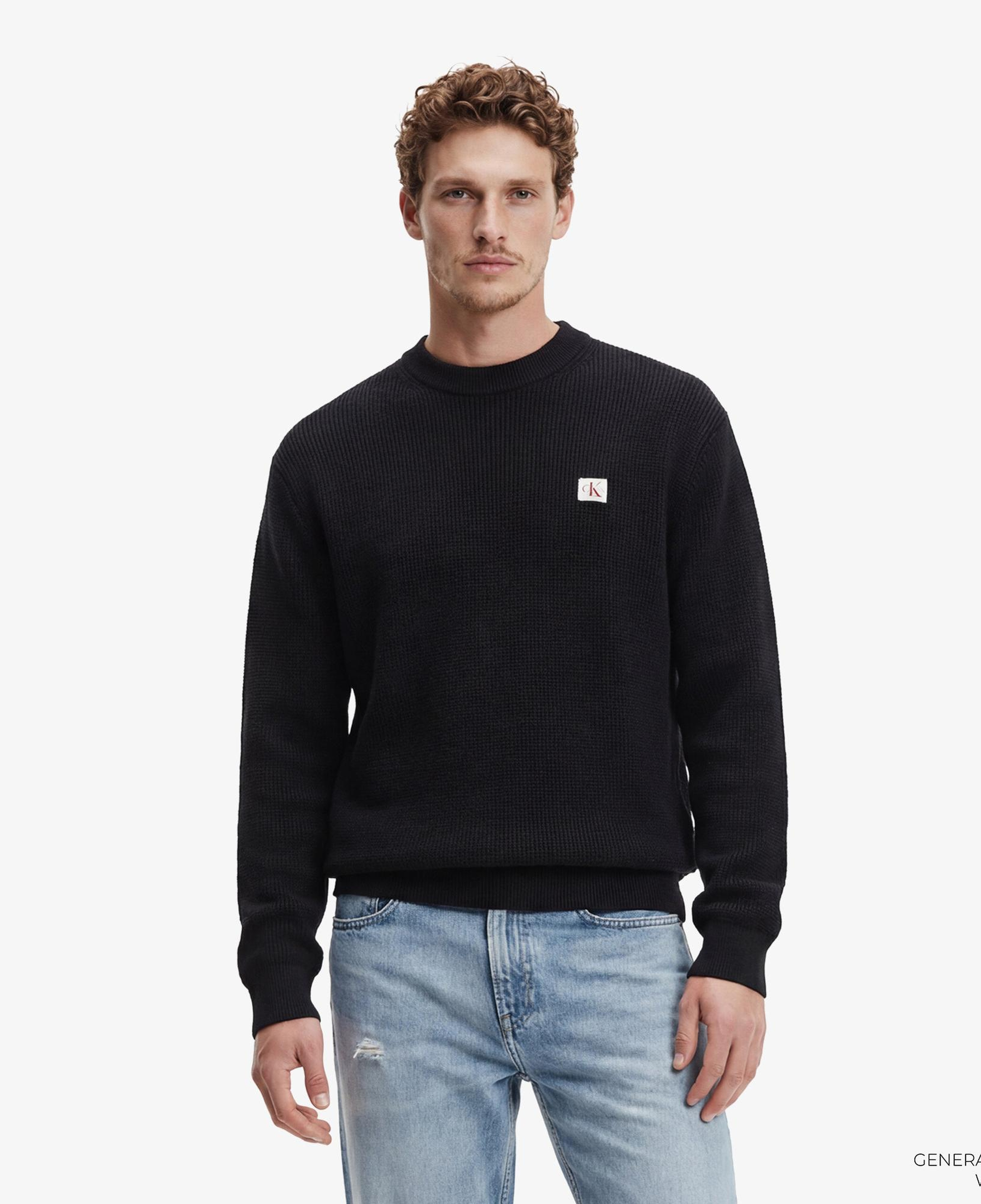 Calvin Klein Cotton Waffle Erkek Siyah Triko