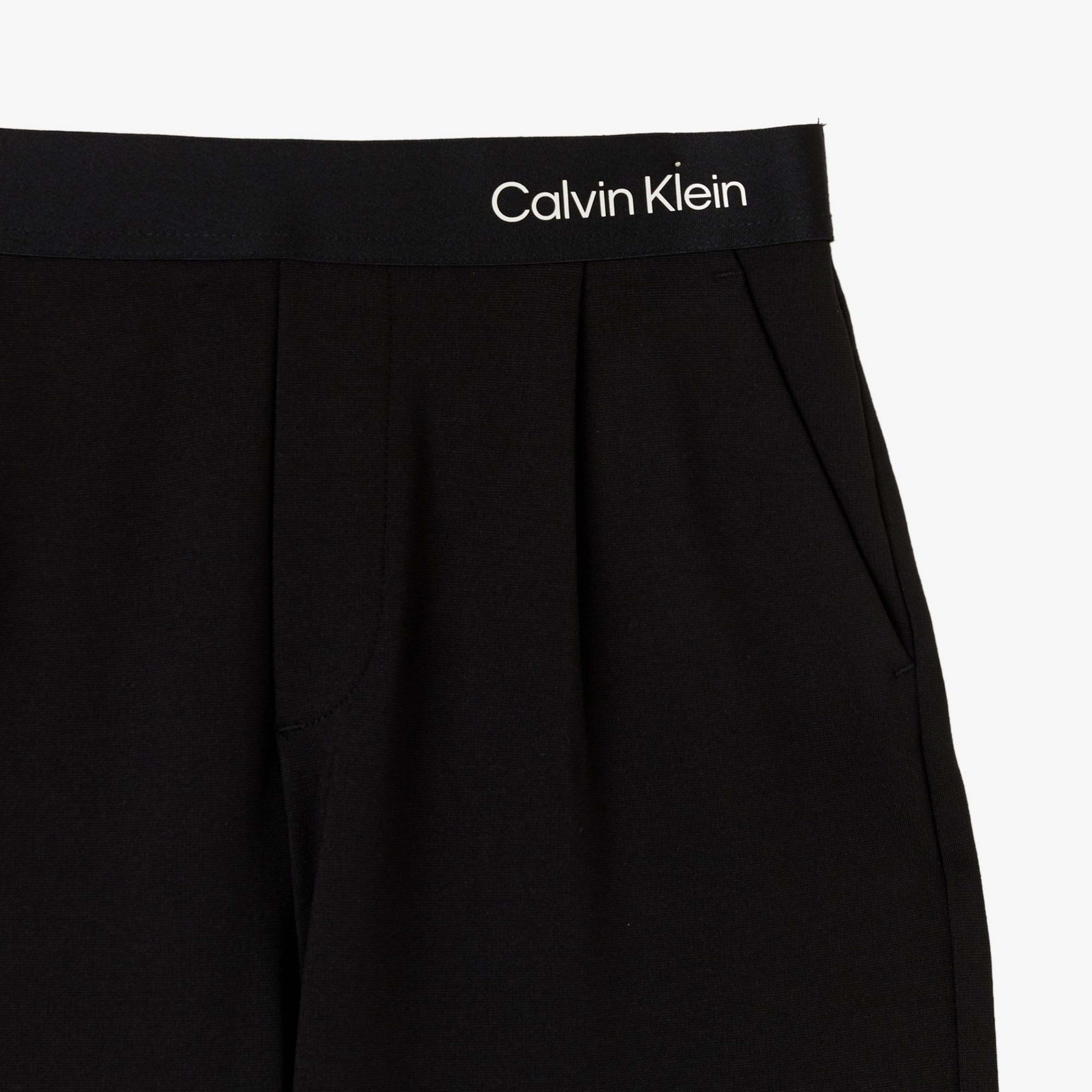 Calvin Klein Logo Tape Wide Leg Punto Çocuk Siyah Pantolon
