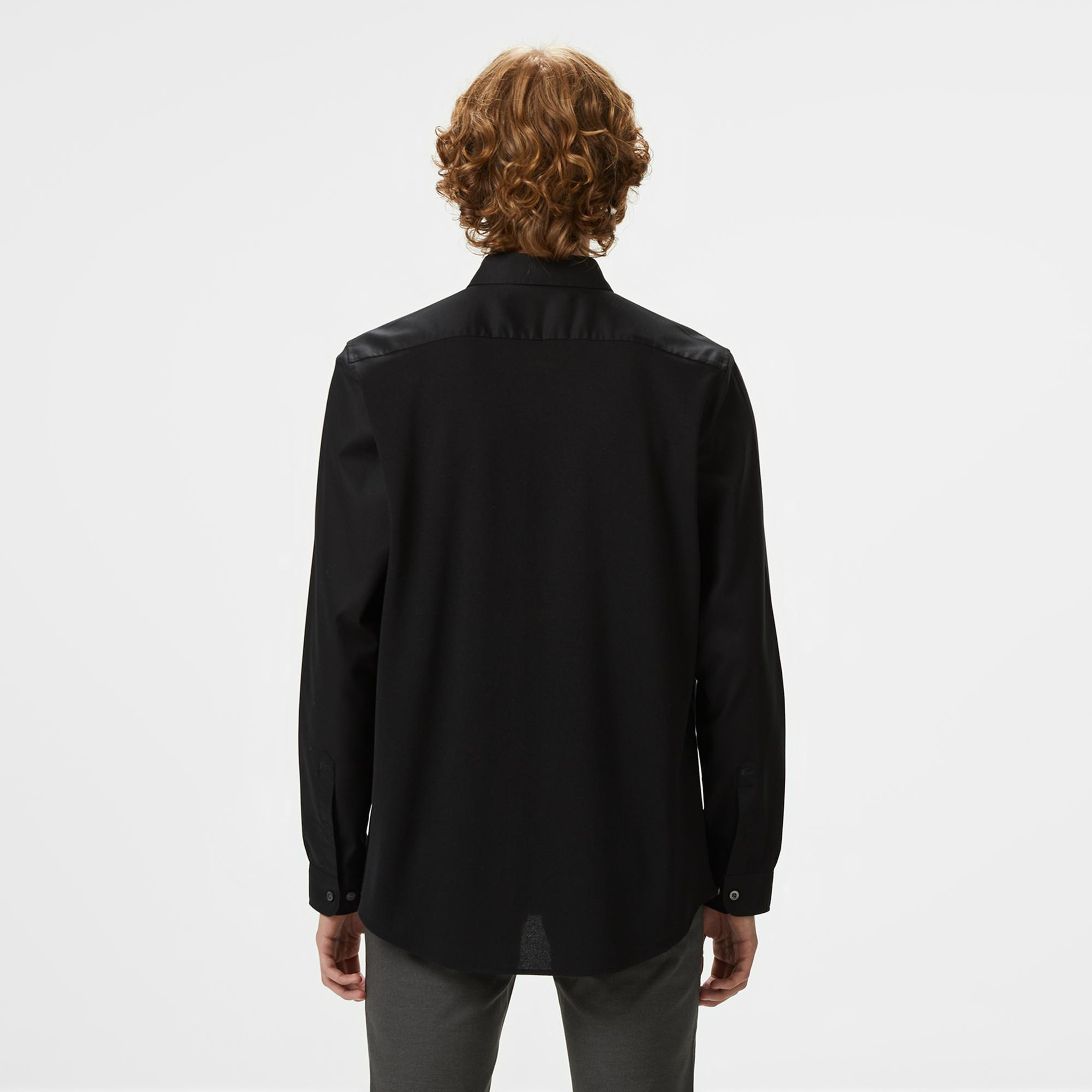 Lacoste Erkek Slim Fit Düğmeli Yaka Siyah Gömlek