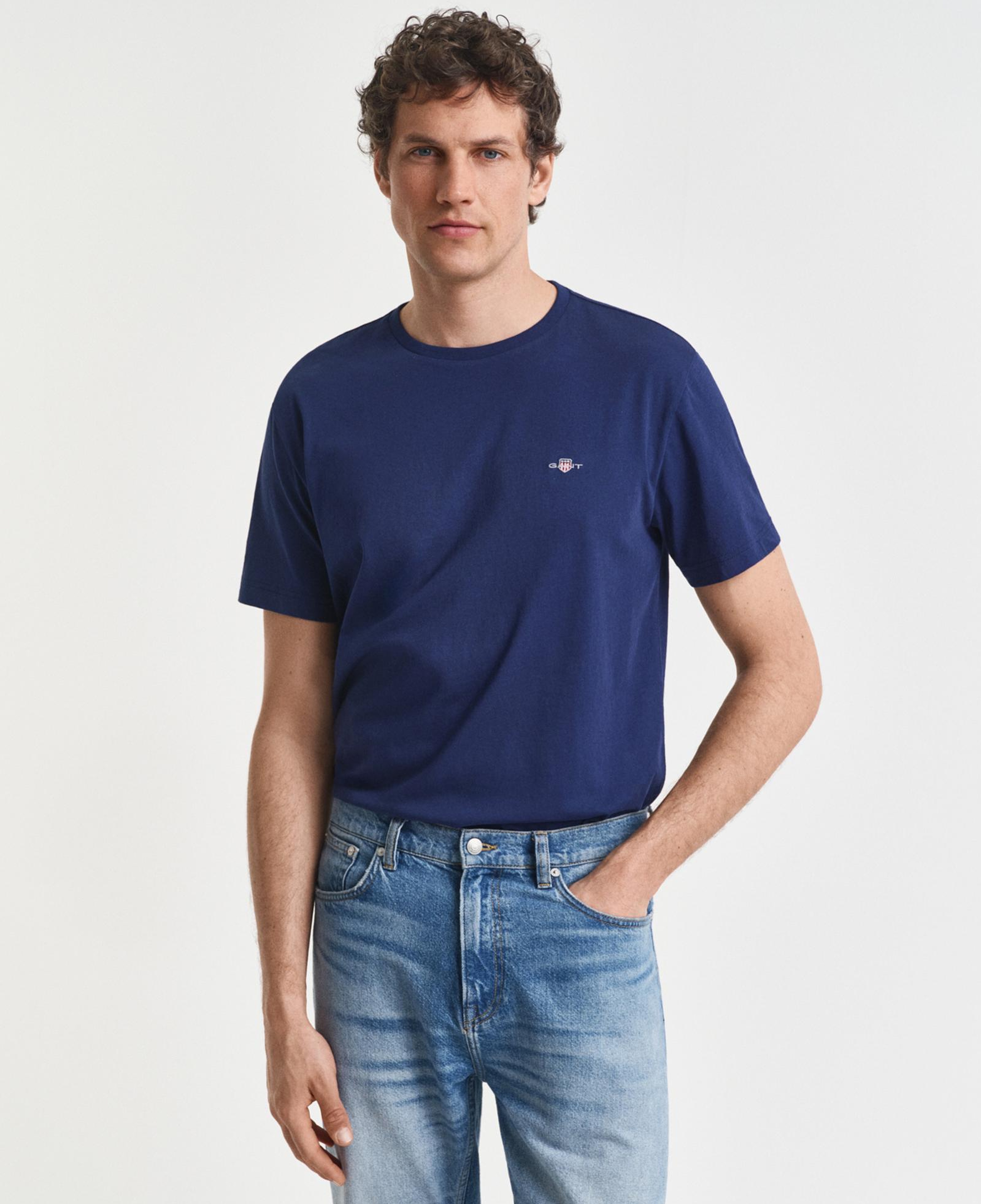 GANT Erkek Mavi Regular Fit Bisiklet Yaka T-Shirt