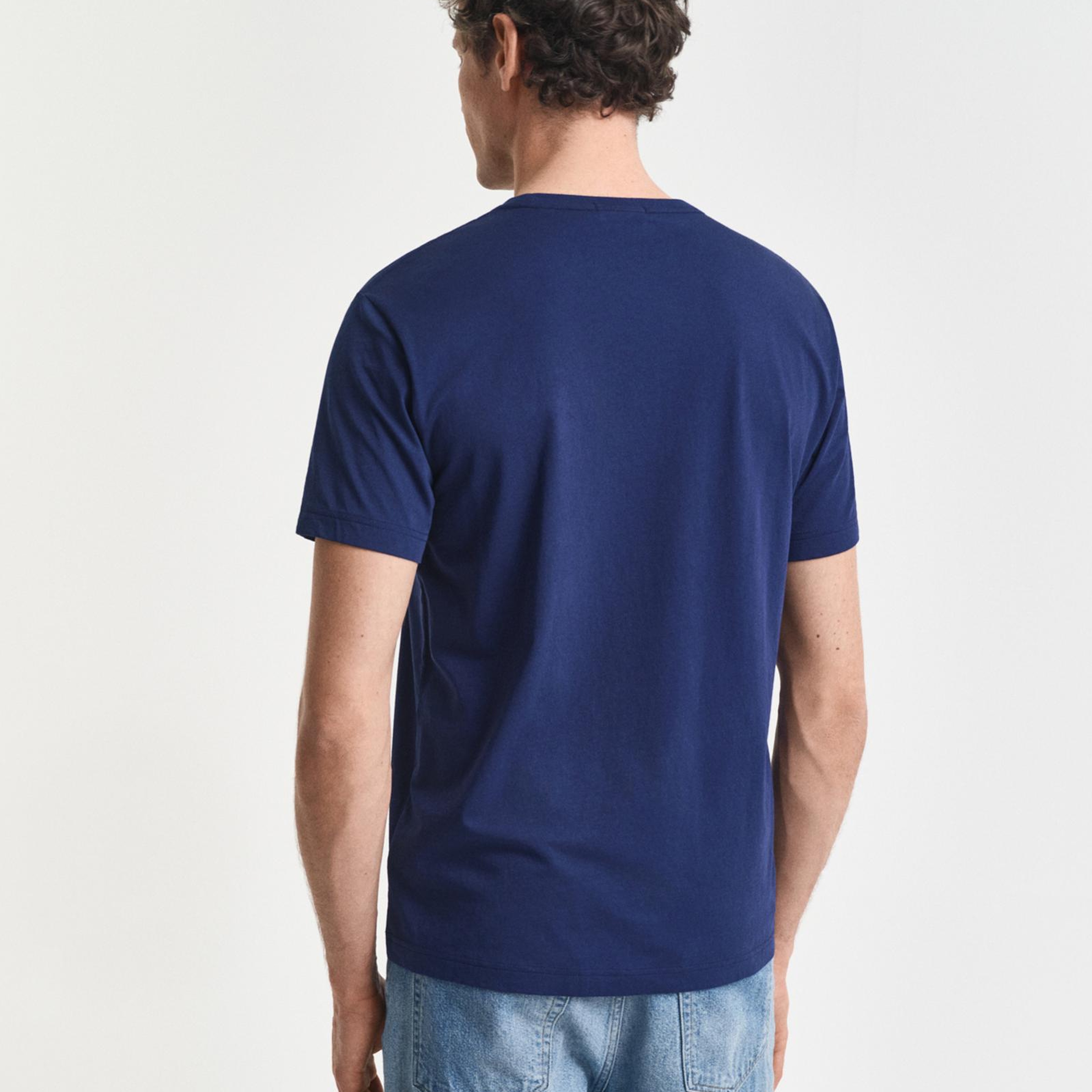 GANT Erkek Mavi Regular Fit Bisiklet Yaka T-Shirt