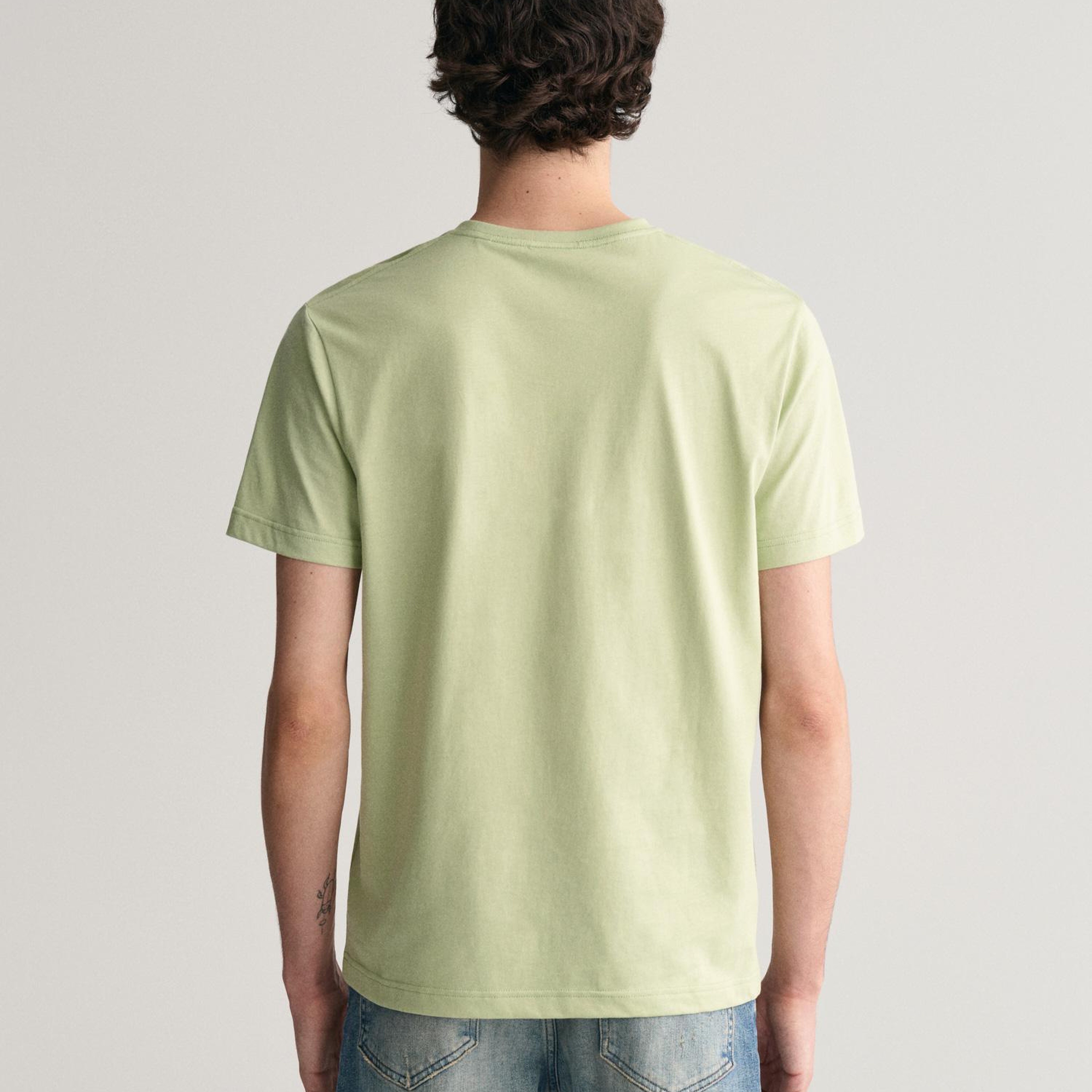 GANT Erkek Yeşil Regular Fit Bisiklet Yaka T-Shirt