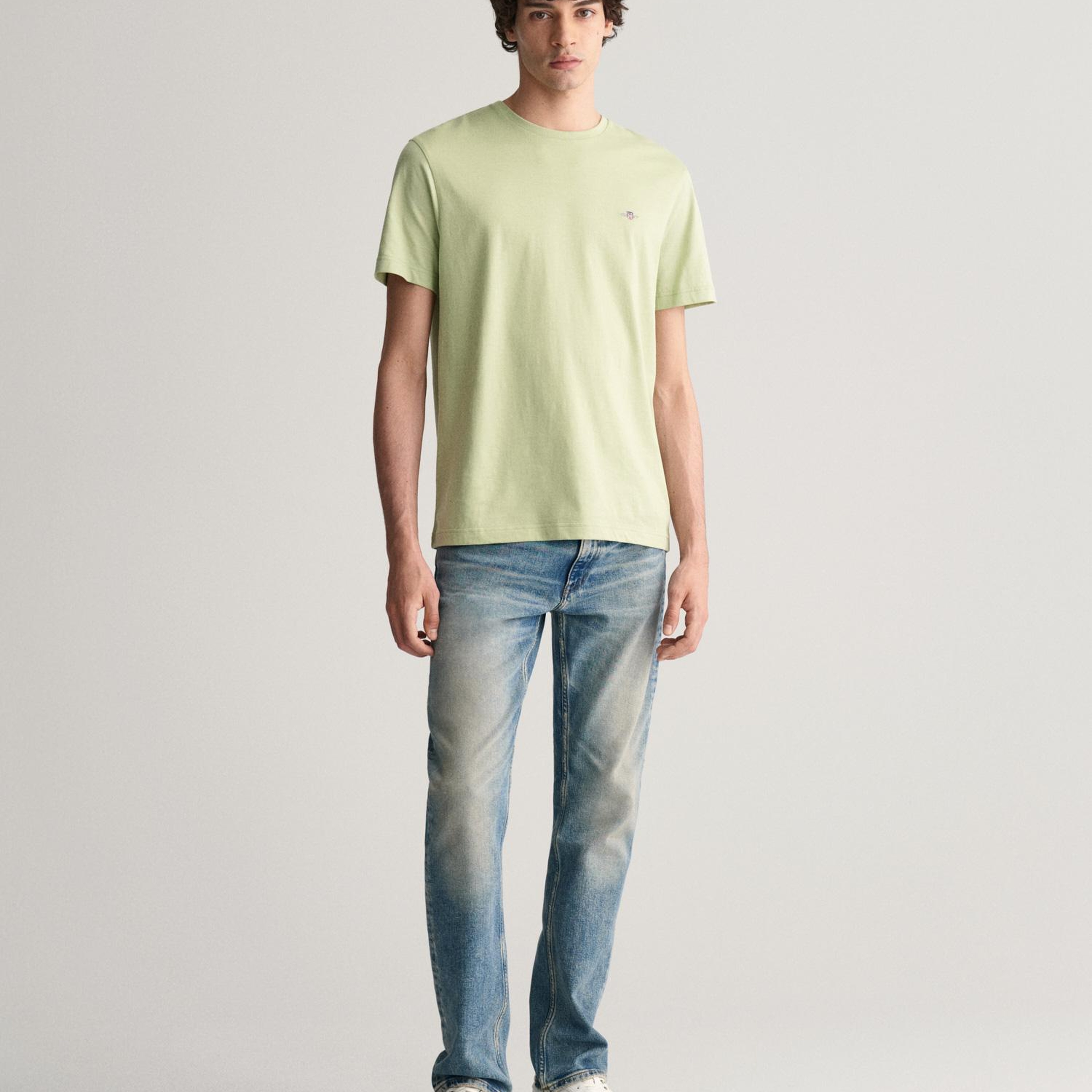 GANT Erkek Yeşil Regular Fit Bisiklet Yaka T-Shirt