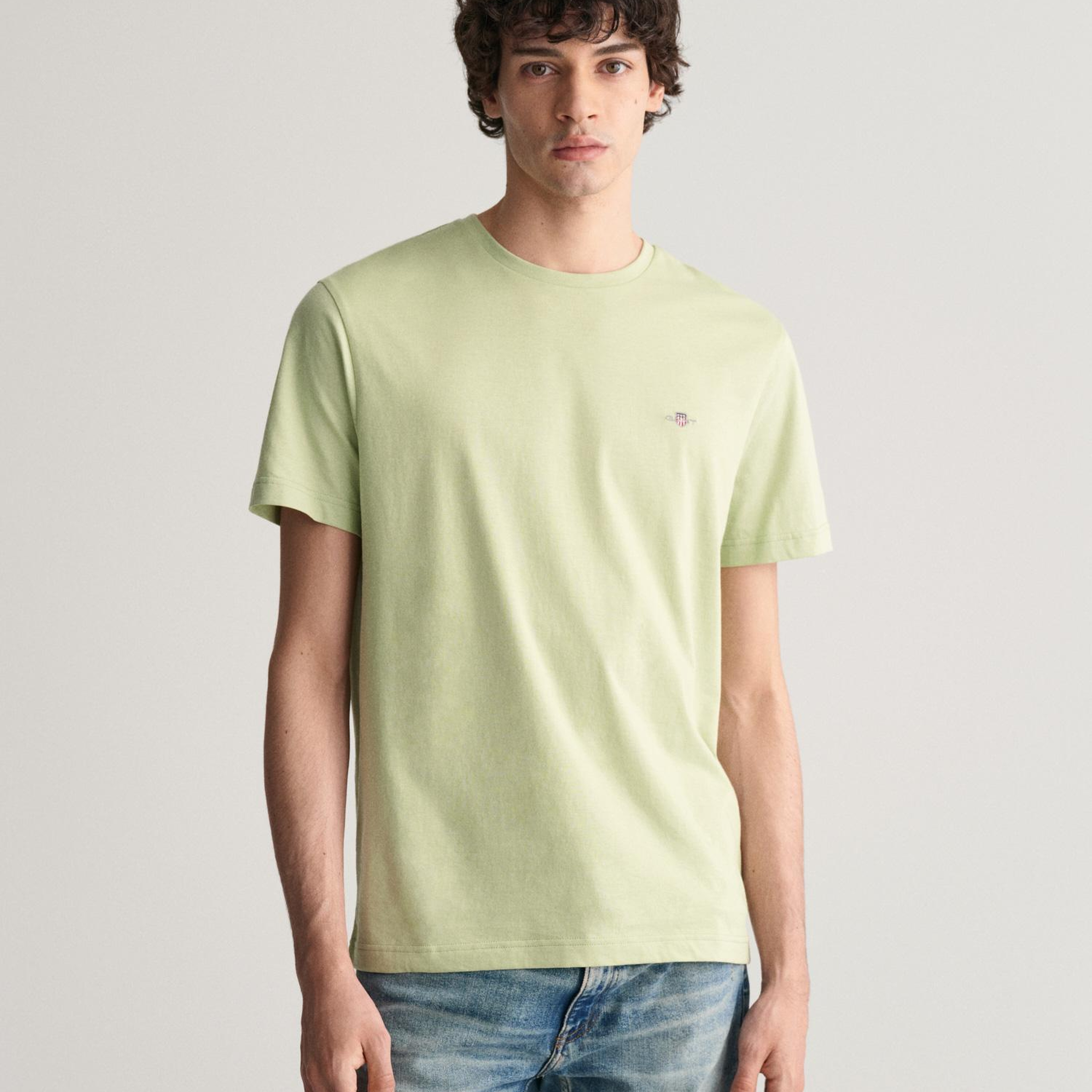 GANT Erkek Yeşil Regular Fit Bisiklet Yaka T-Shirt