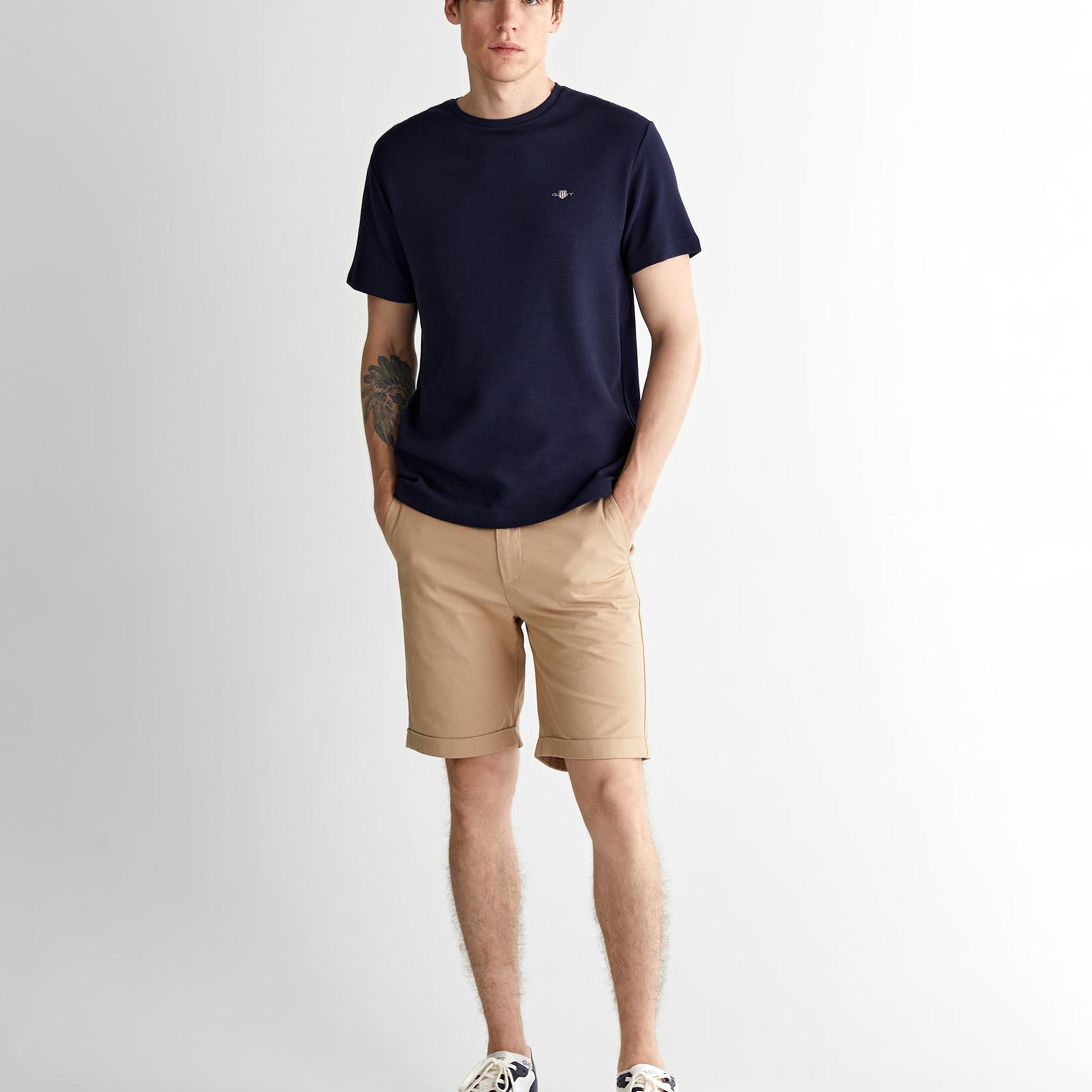 GANT Erkek Lacivert Regular Fit Bisiklet Yaka T-Shirt
