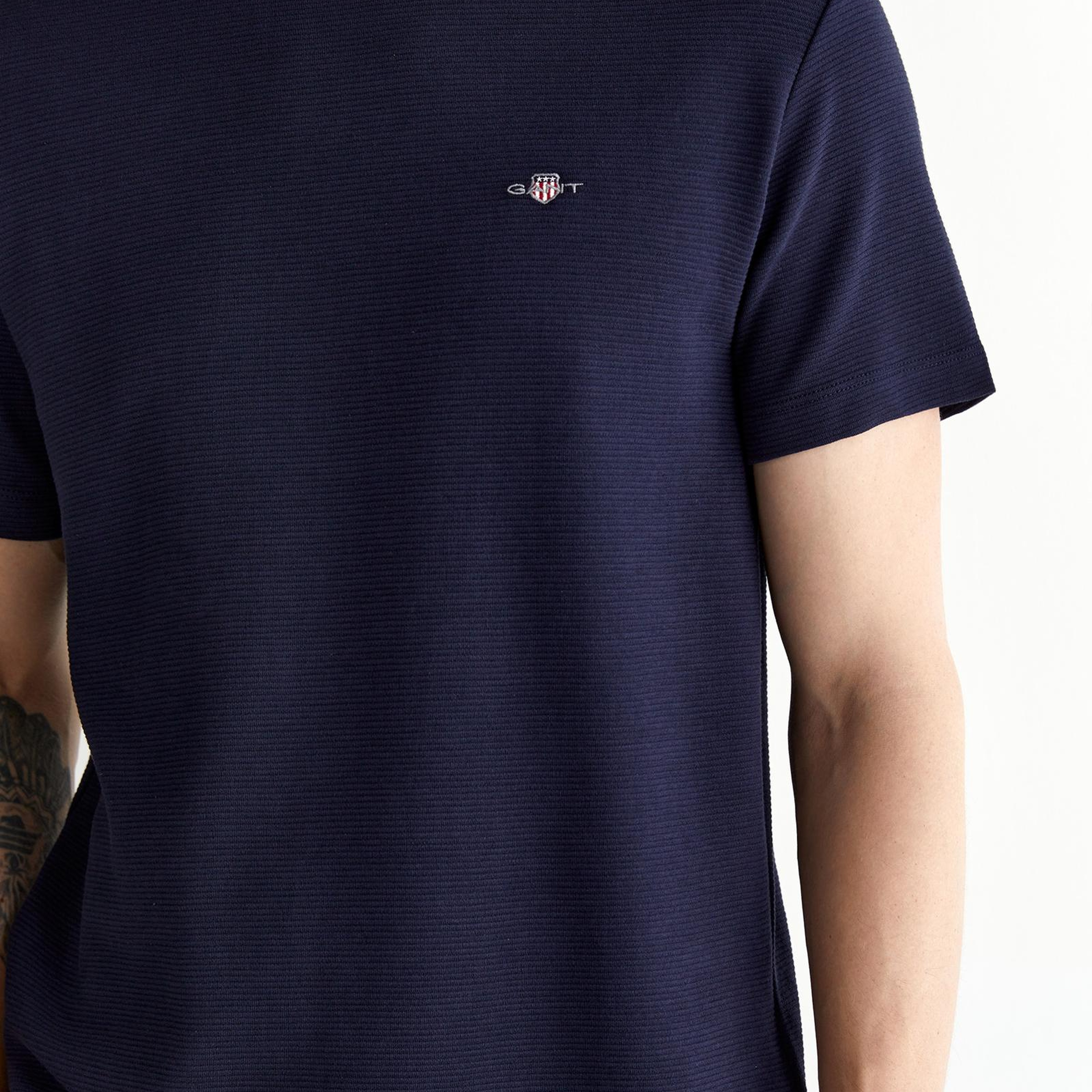 GANT Erkek Lacivert Regular Fit Bisiklet Yaka T-Shirt