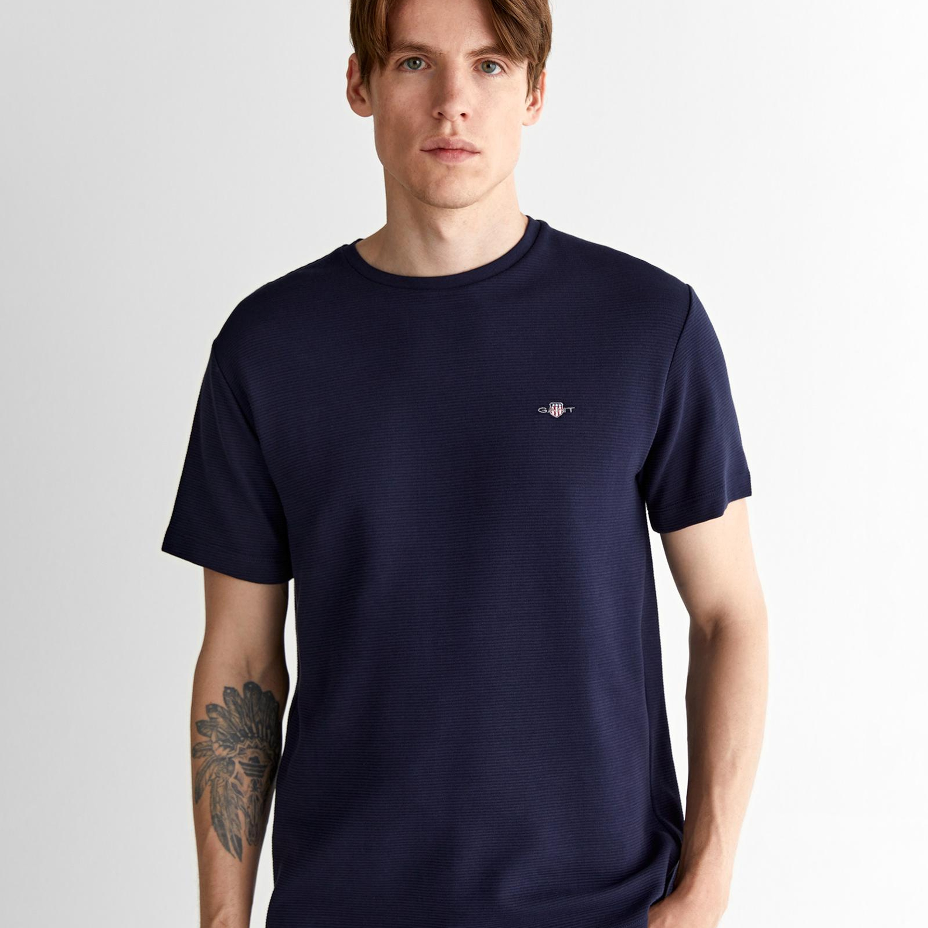 GANT Erkek Lacivert Regular Fit Bisiklet Yaka T-Shirt