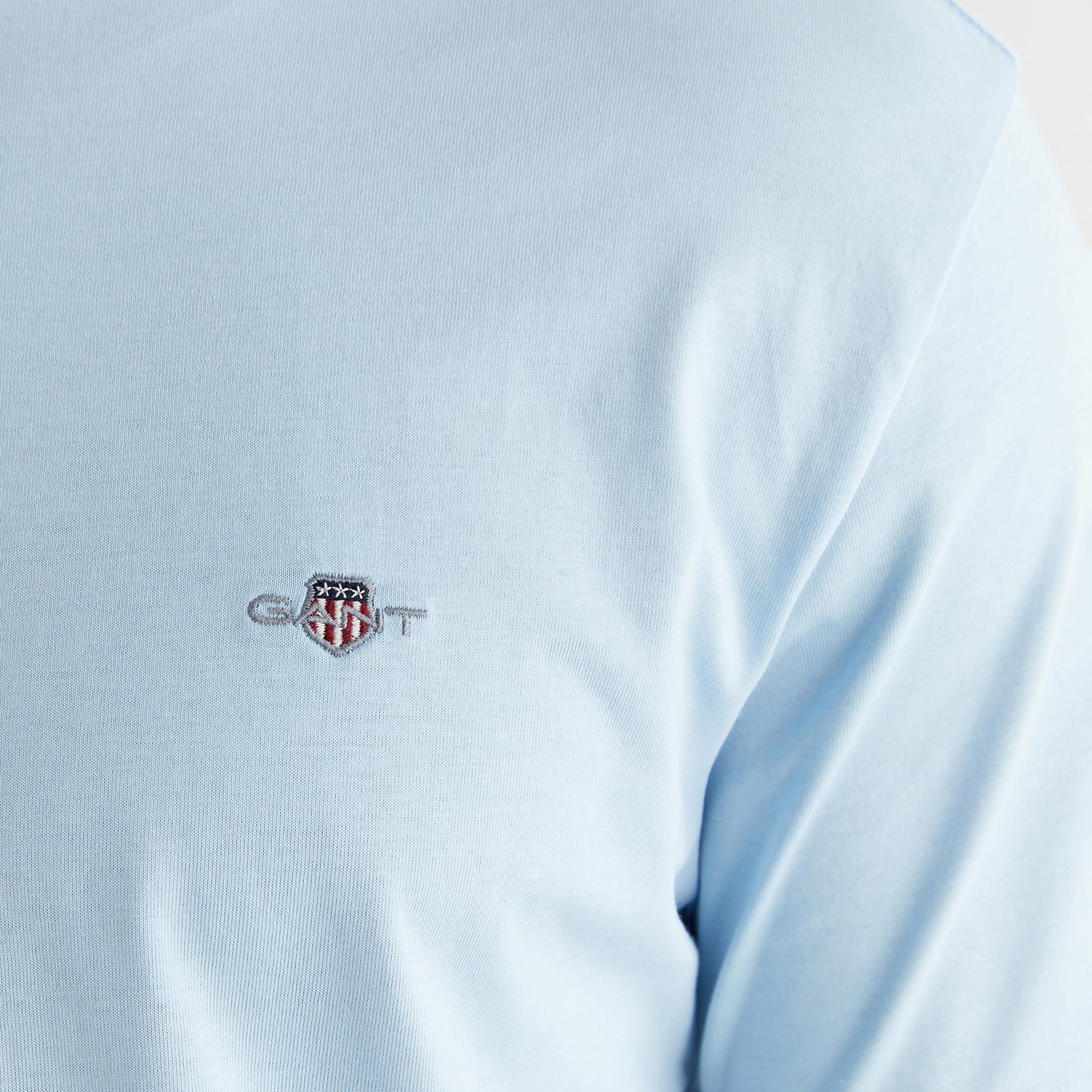 GANT Erkek Mavi Bisiklet Yaka Regular Fit Logolu T-Shirt