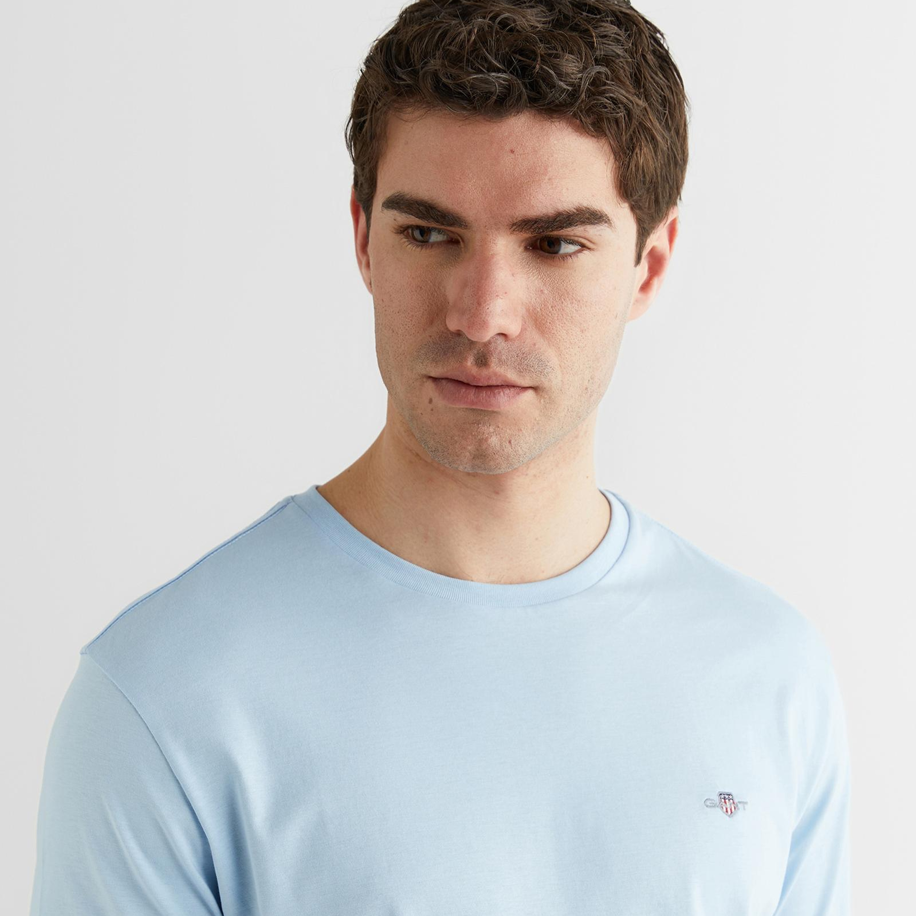 GANT Erkek Mavi Bisiklet Yaka Regular Fit Logolu T-Shirt