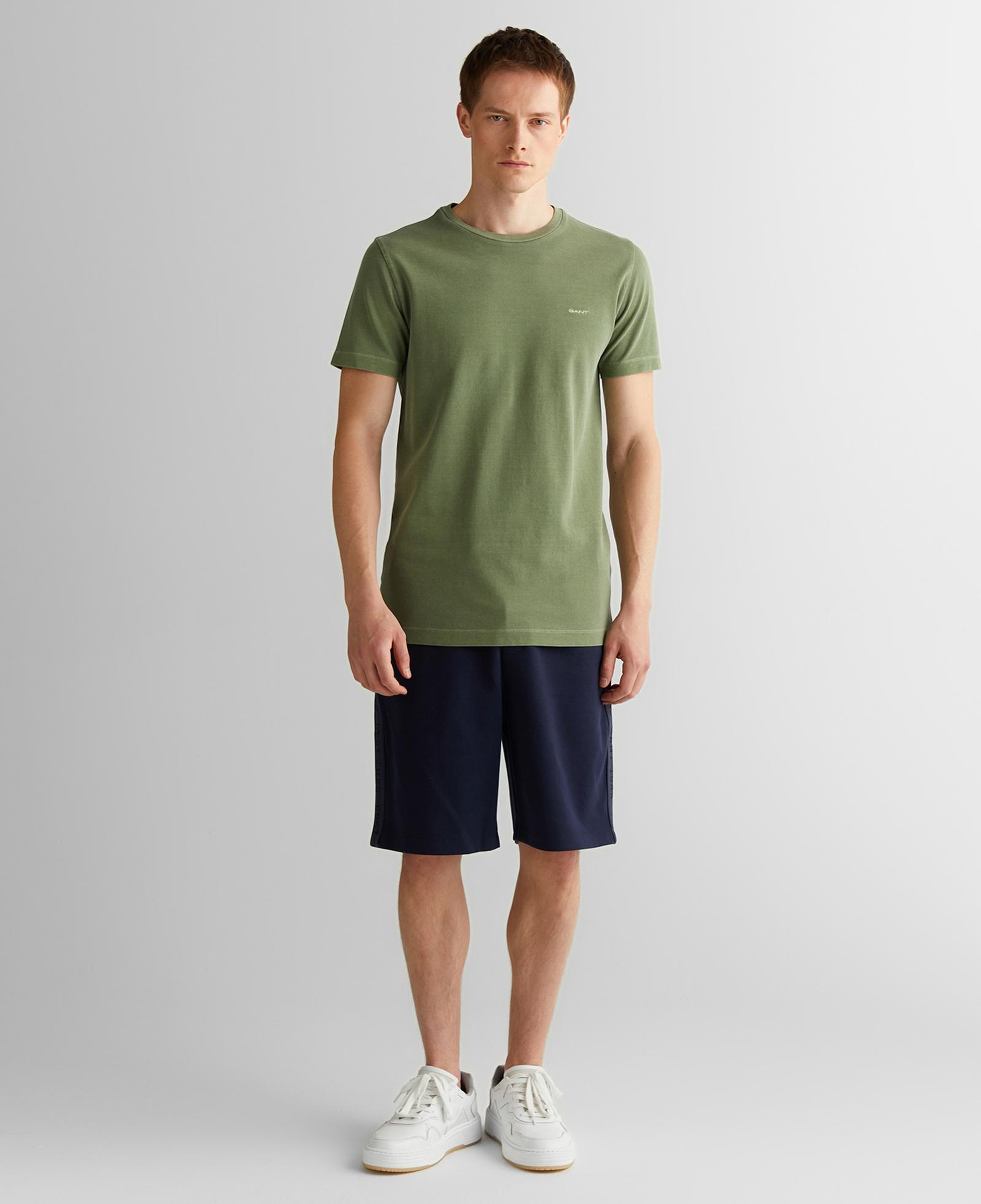 GANT Erkek Yeşil Slim Fit Bisiklet Yaka T-Shirt