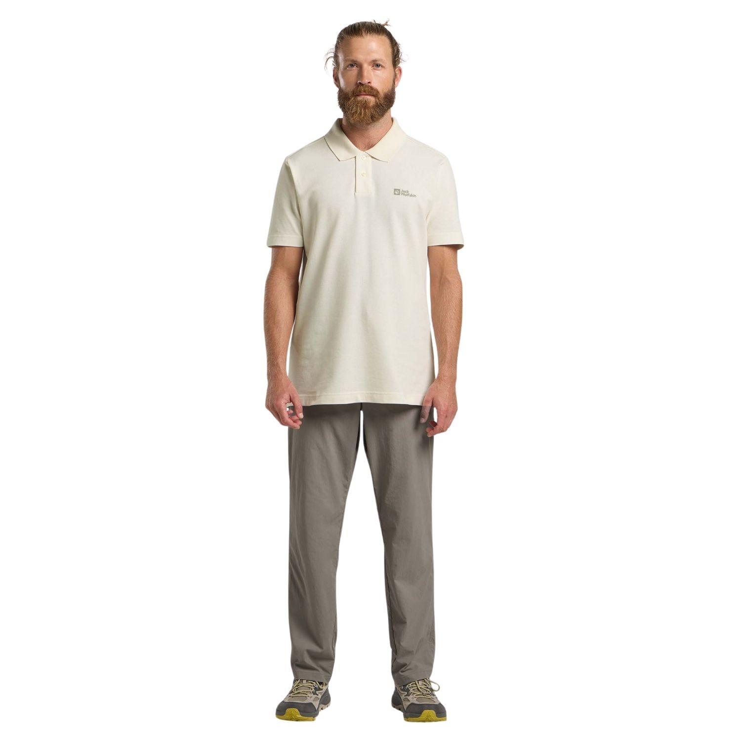 Jack Wolfskin Essential Polo Erkek Beyaz Polo Tişört