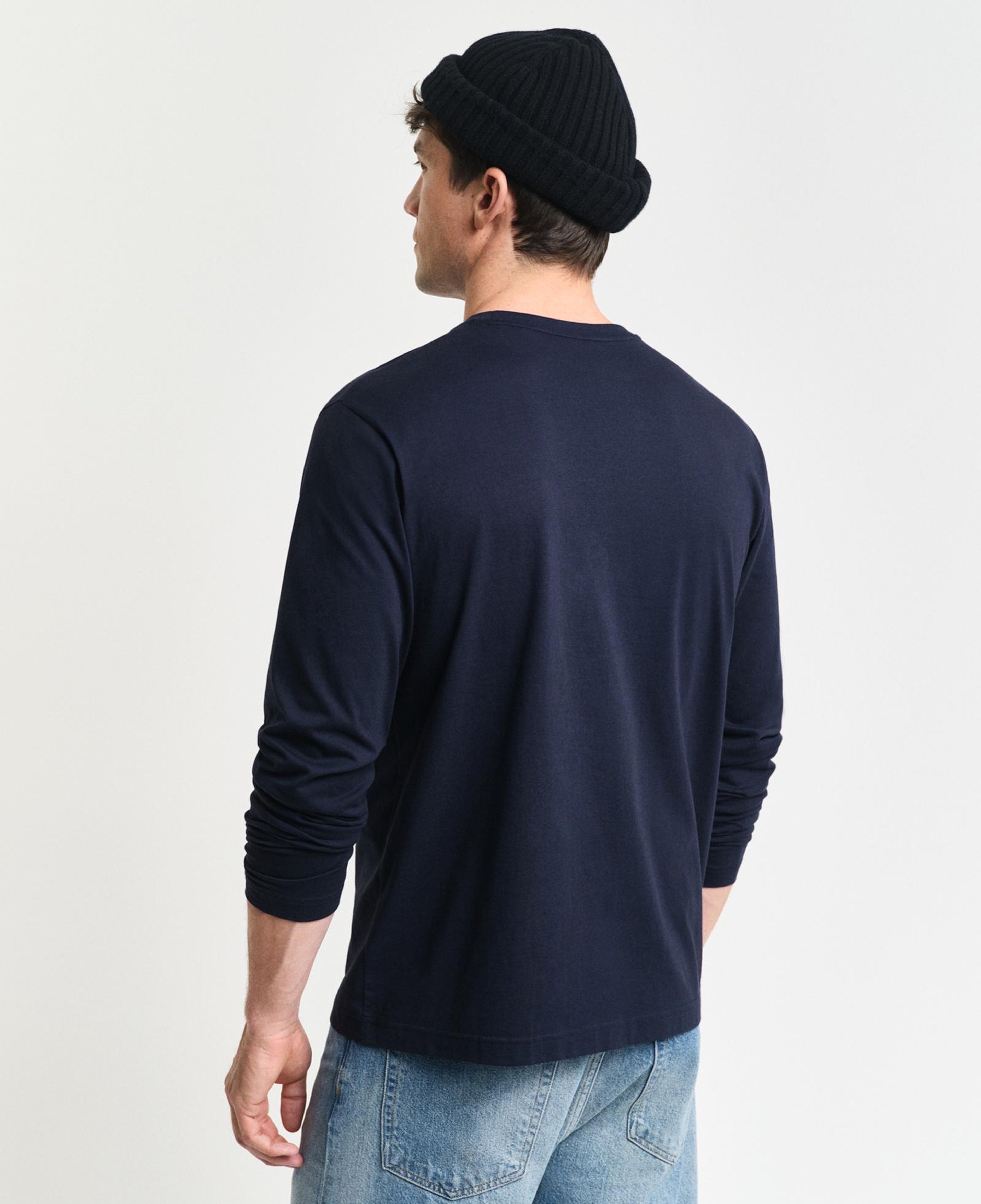 GANT Erkek Lacivert Regular Fit Bisiklet Yaka Uzun Kollu T-Shirt