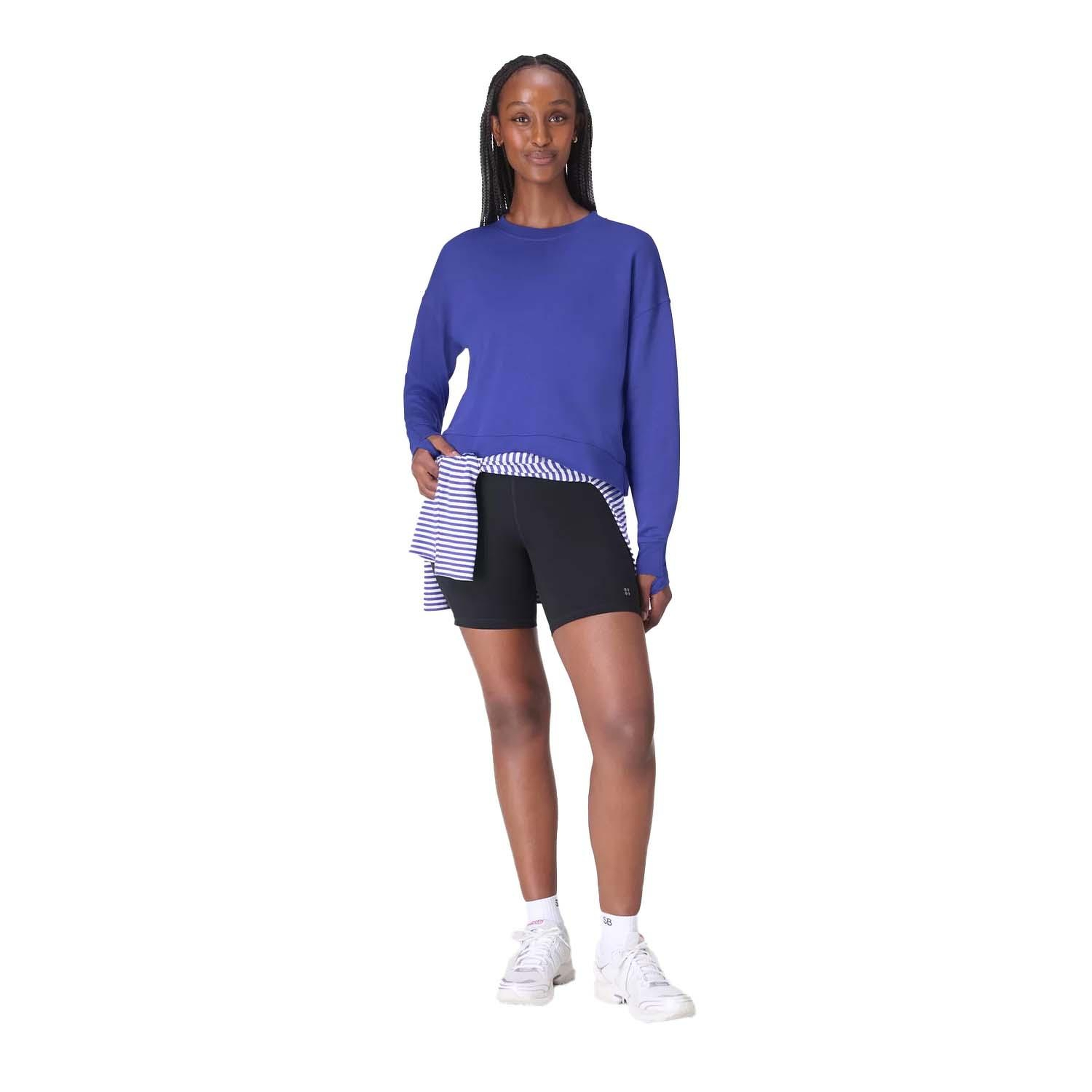 Sweaty Betty After Class Crop Kadın Mavi Sweatshirt