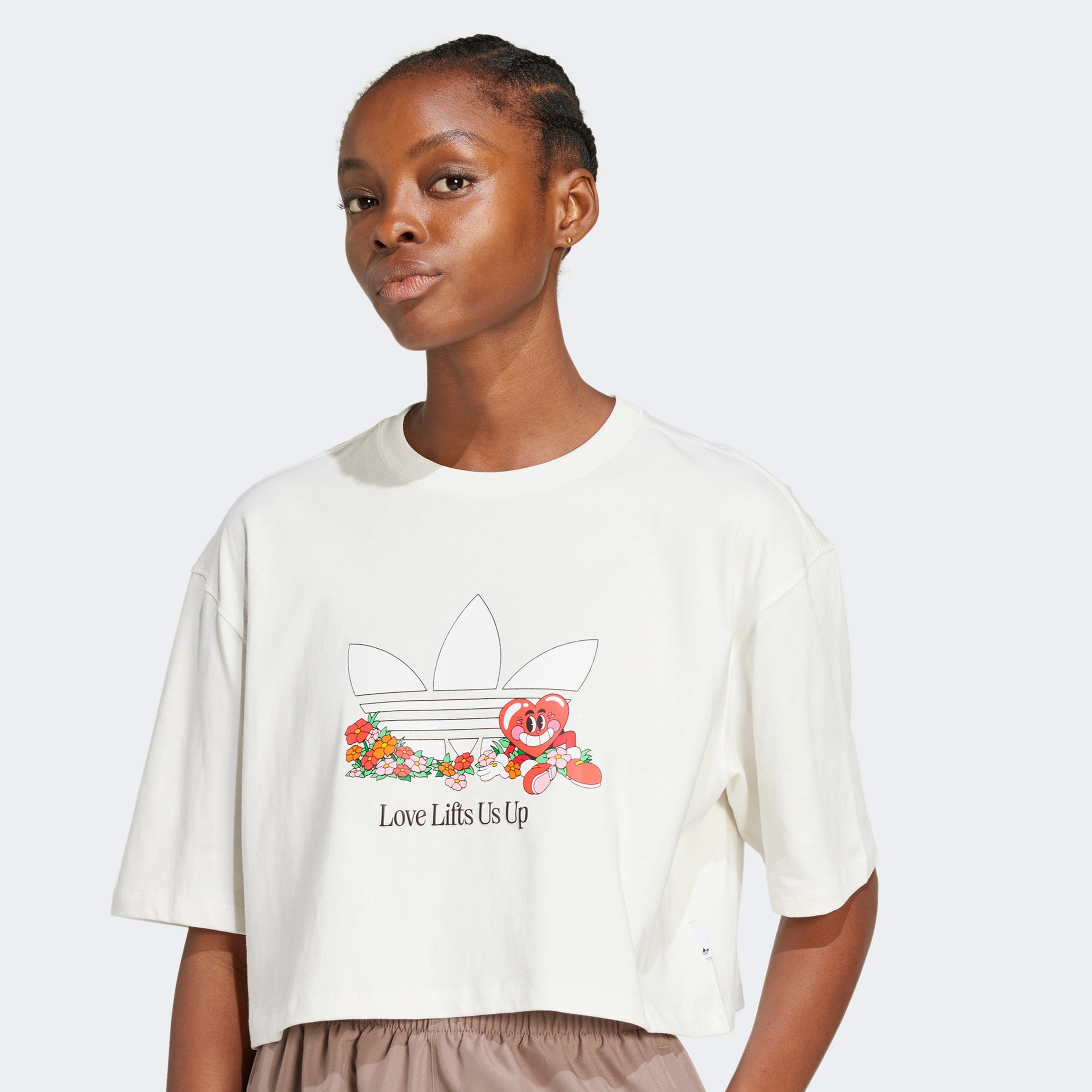 adidas Graphics Nelson Kadın Beyaz T-Shirt