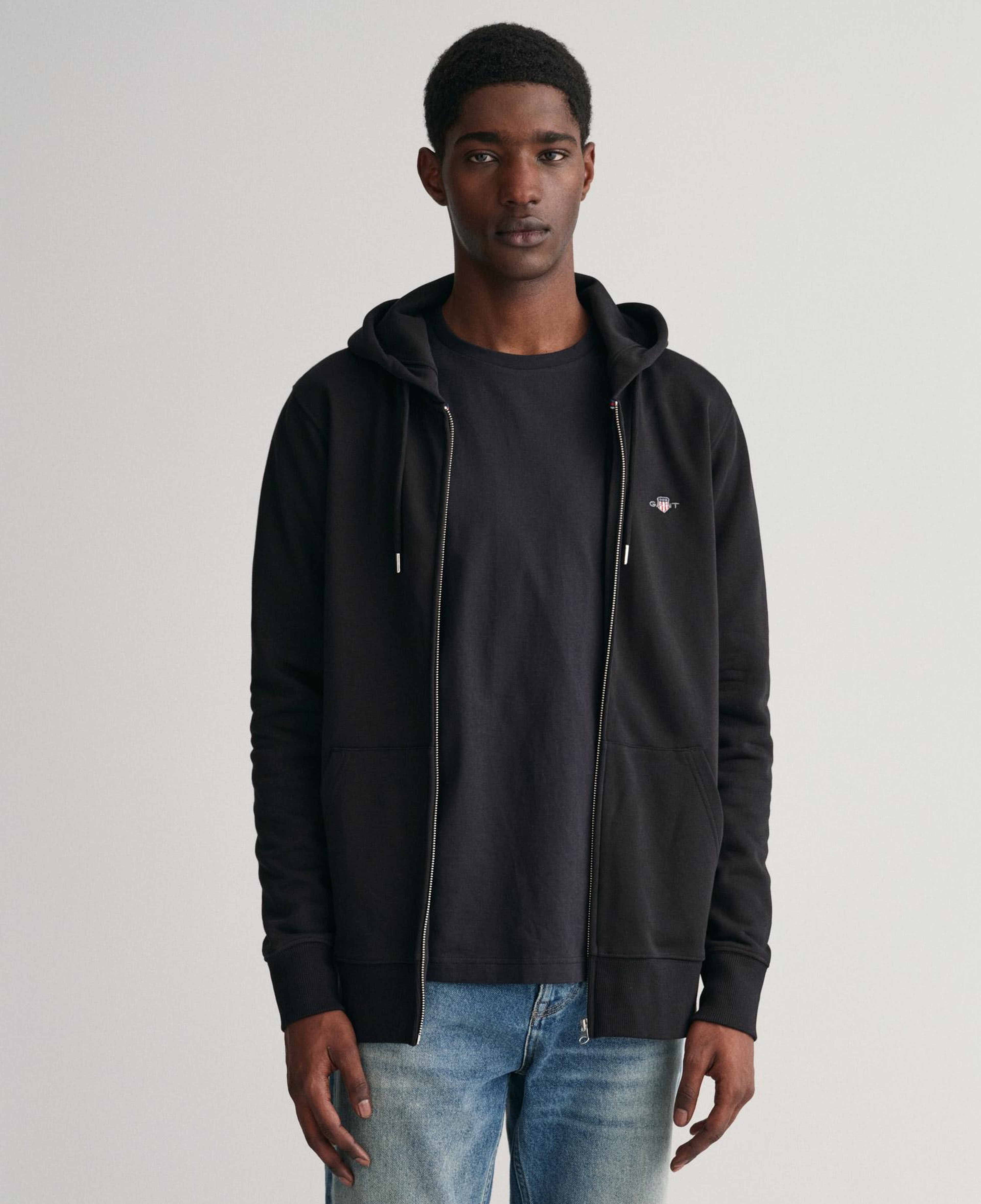 GANT Erkek Siyah Regular Fit Fermuarlı Sweatshirt