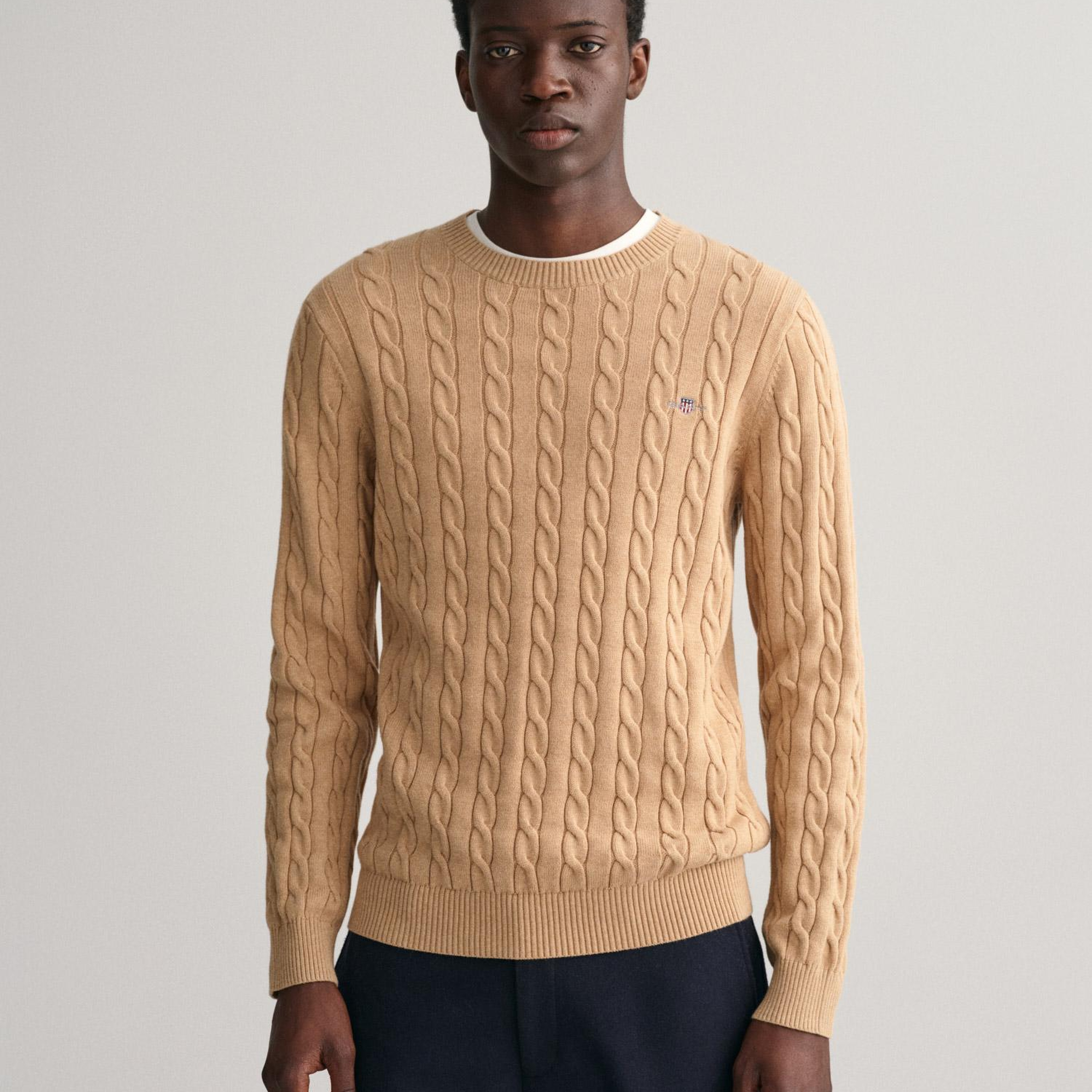 GANT Erkek Bej Regular Fit Bisiklet Yaka Kazak