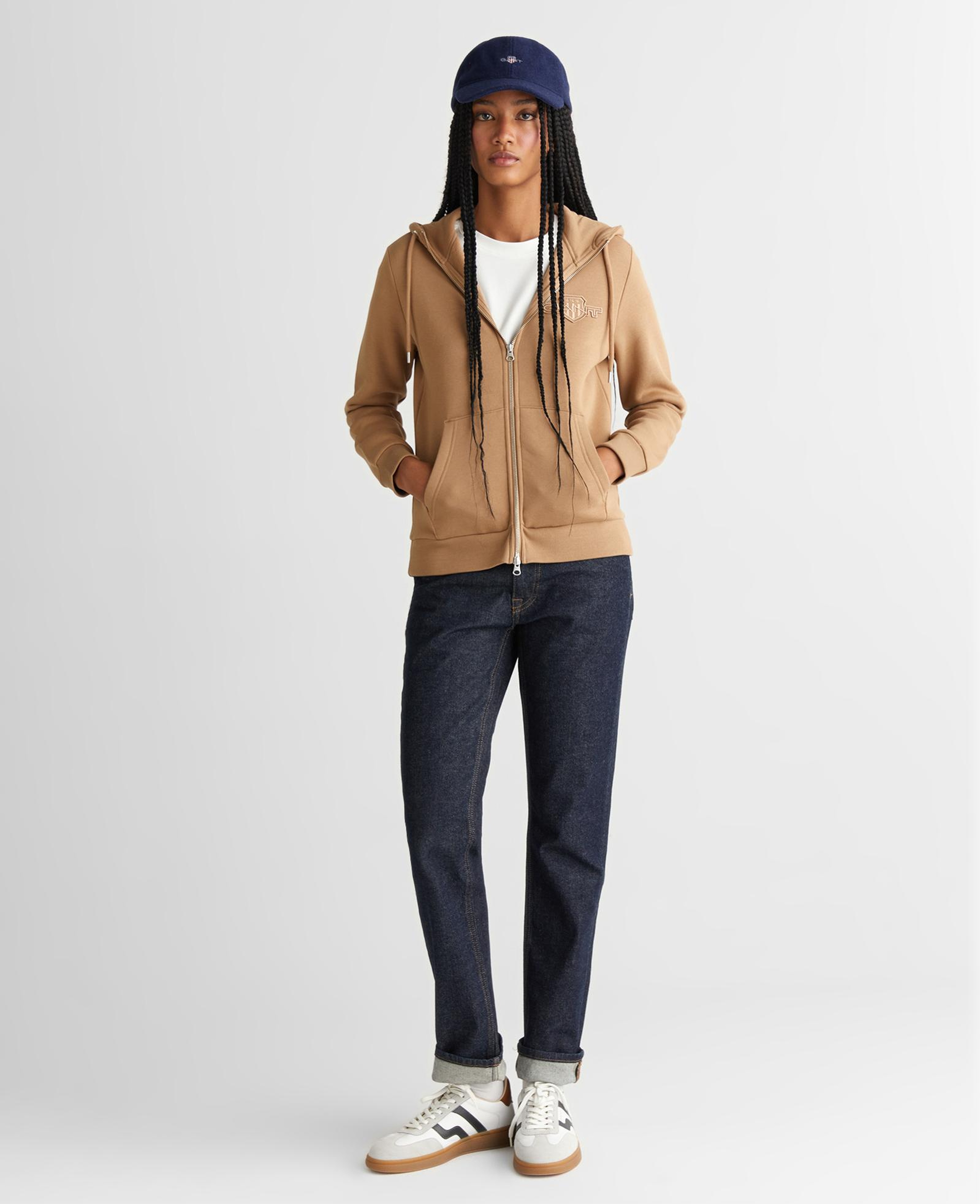 GANT Kadın Yeşil Regular Fit Kapüşonlu Fermuarlıı Sweatshirt