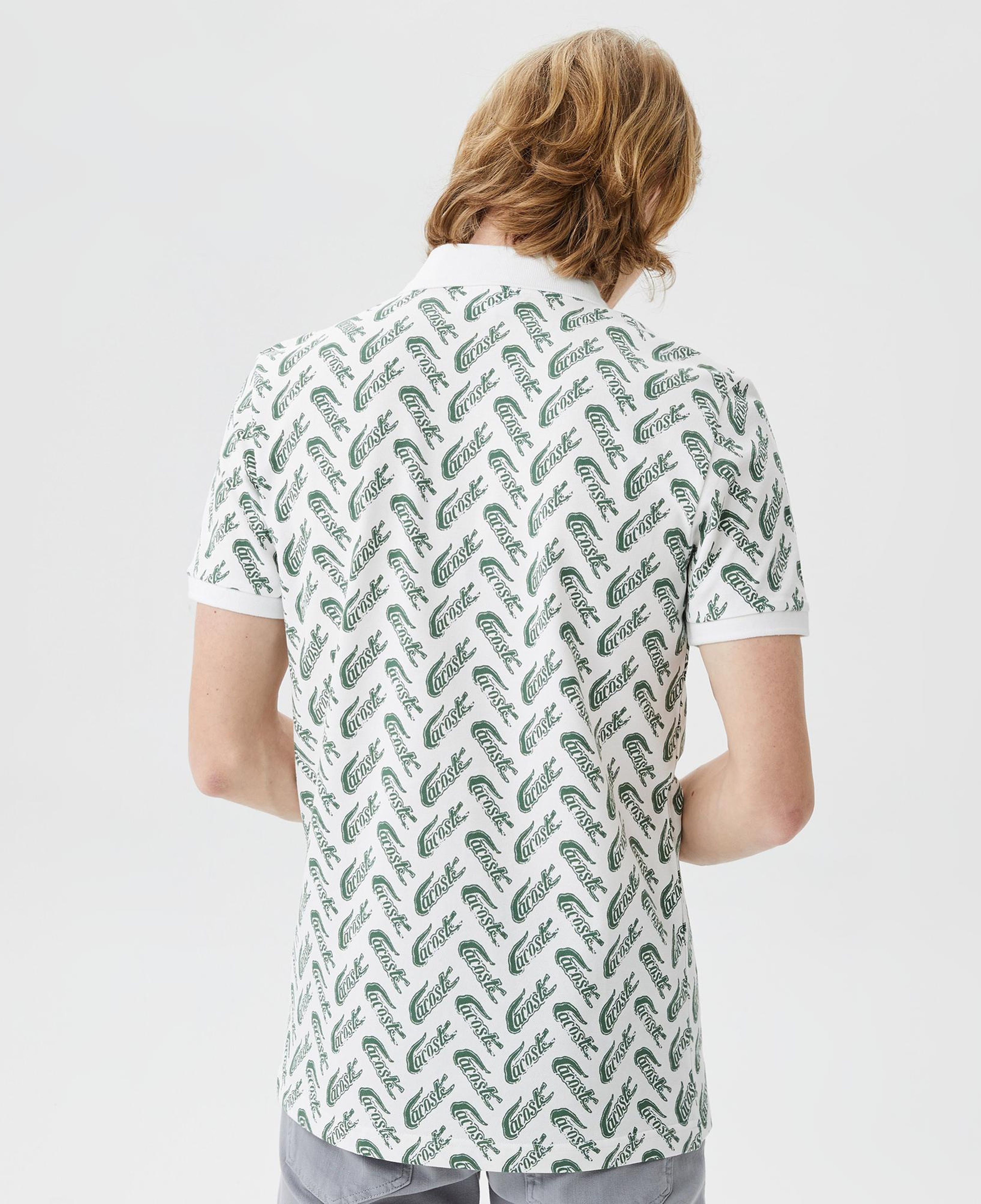 Erkek Slim Fit Desenli Beyaz Polo