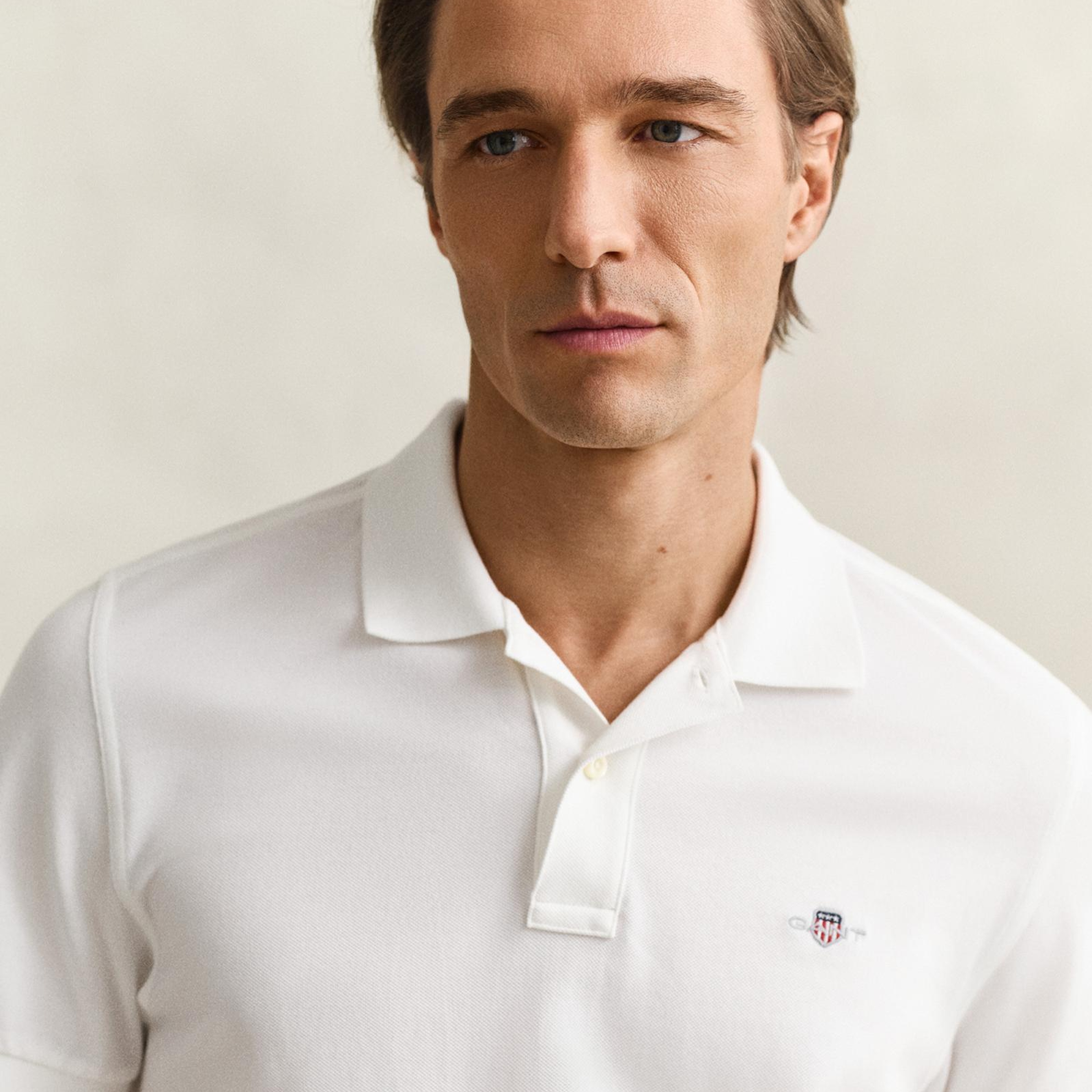 GANT Erkek Beyaz Regular Fit Logolu Polo Yaka T-Shirt