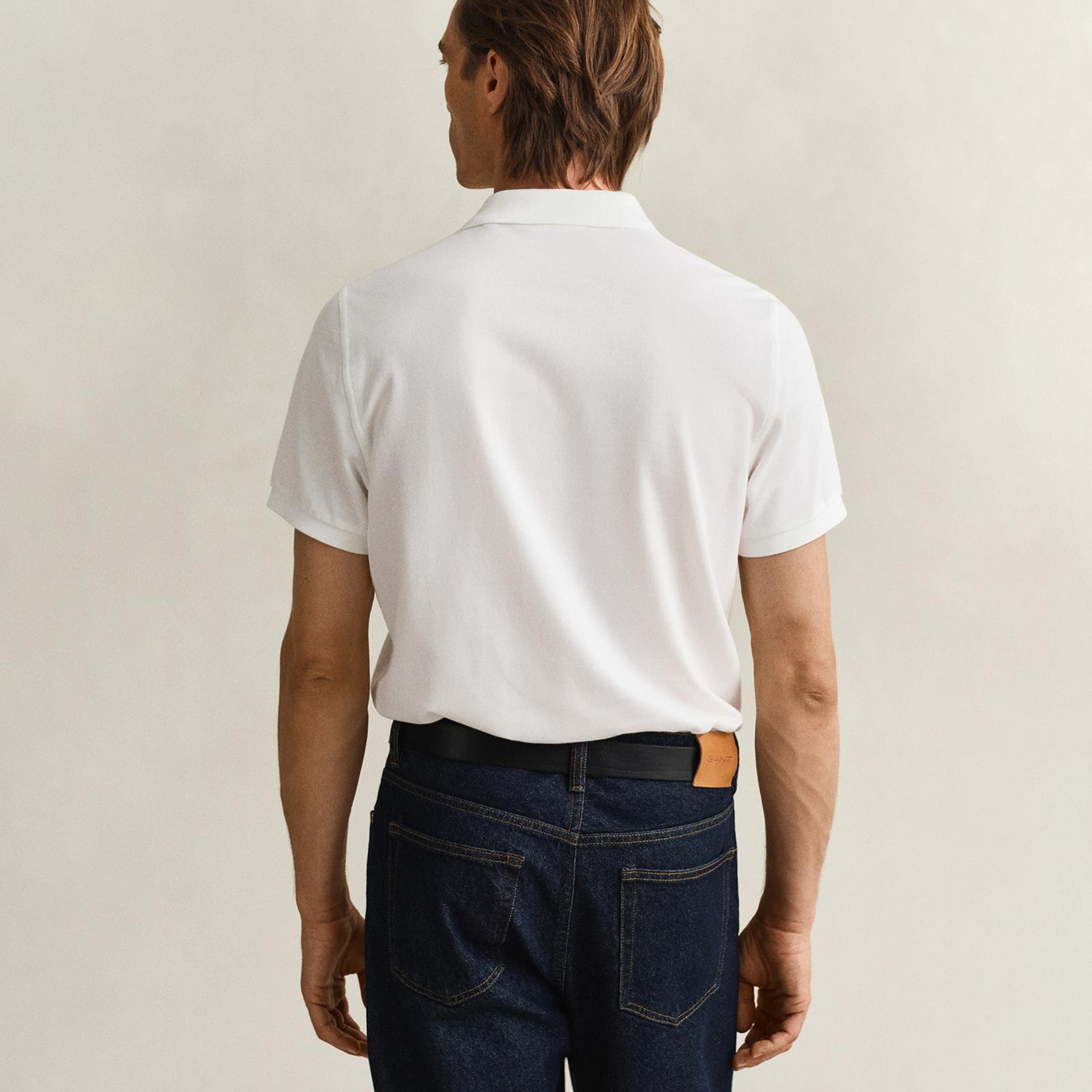 GANT Erkek Beyaz Regular Fit Logolu Polo Yaka T-Shirt