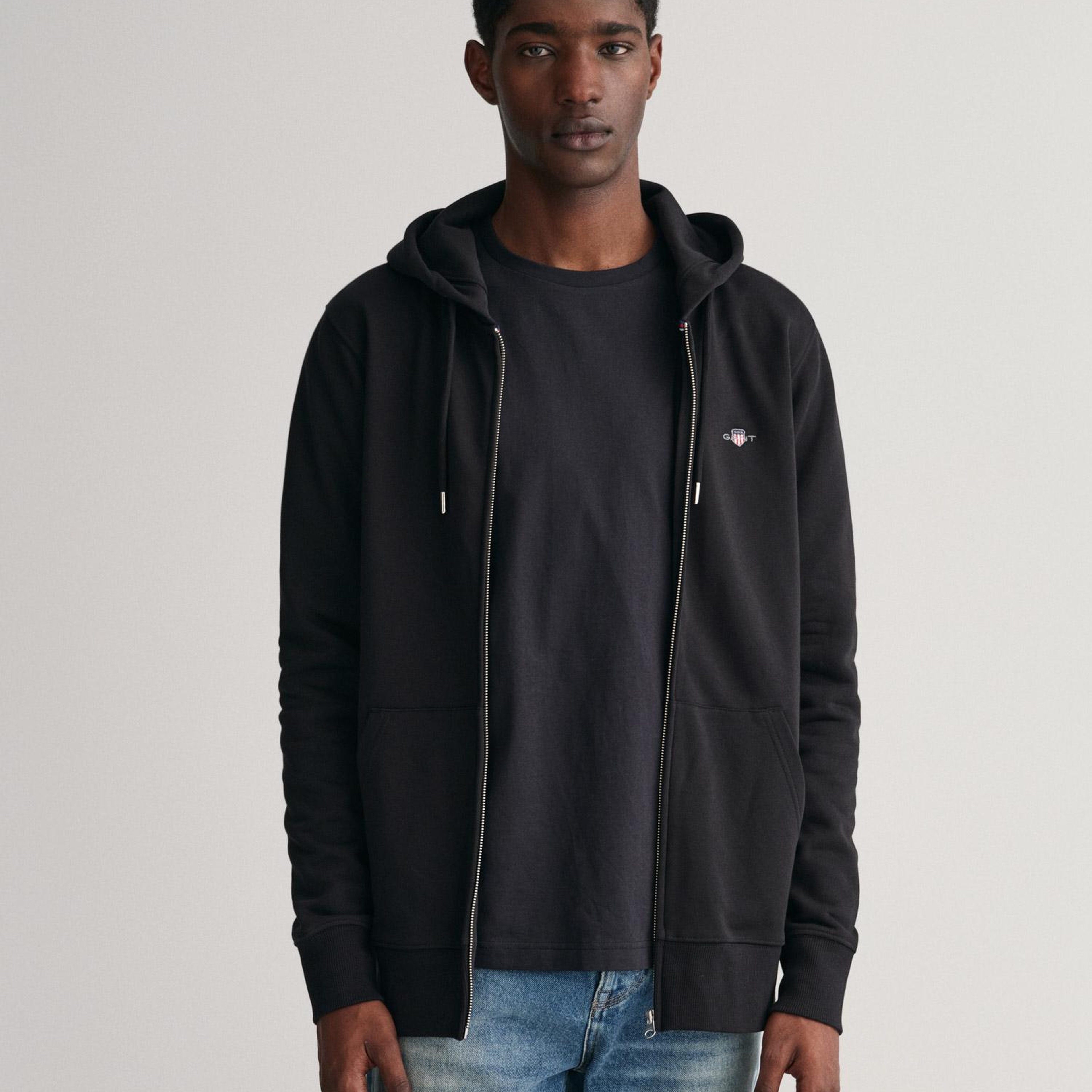 GANT Erkek Siyah Regular Fit Fermuarlı Sweatshirt