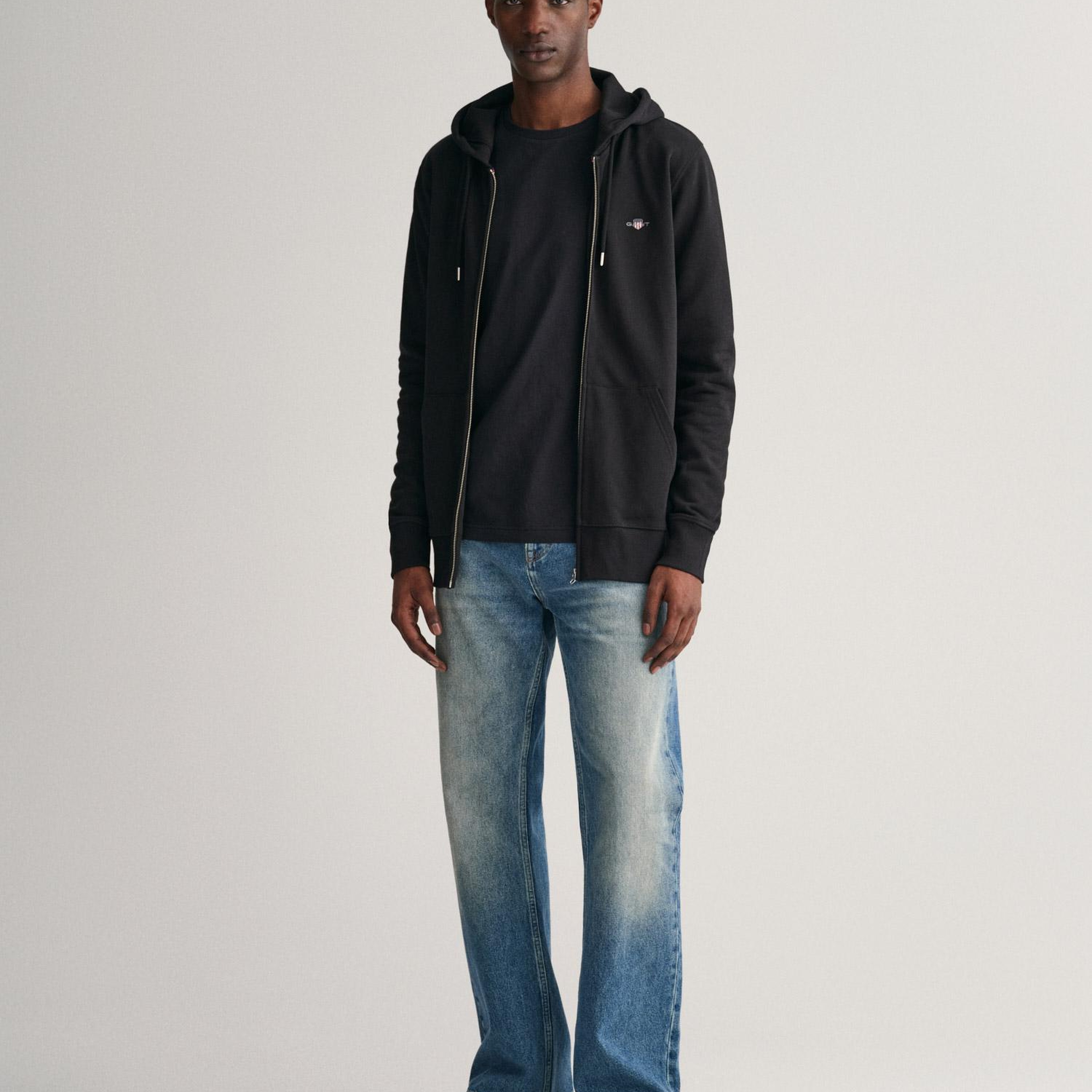 GANT Erkek Siyah Regular Fit Fermuarlı Sweatshirt
