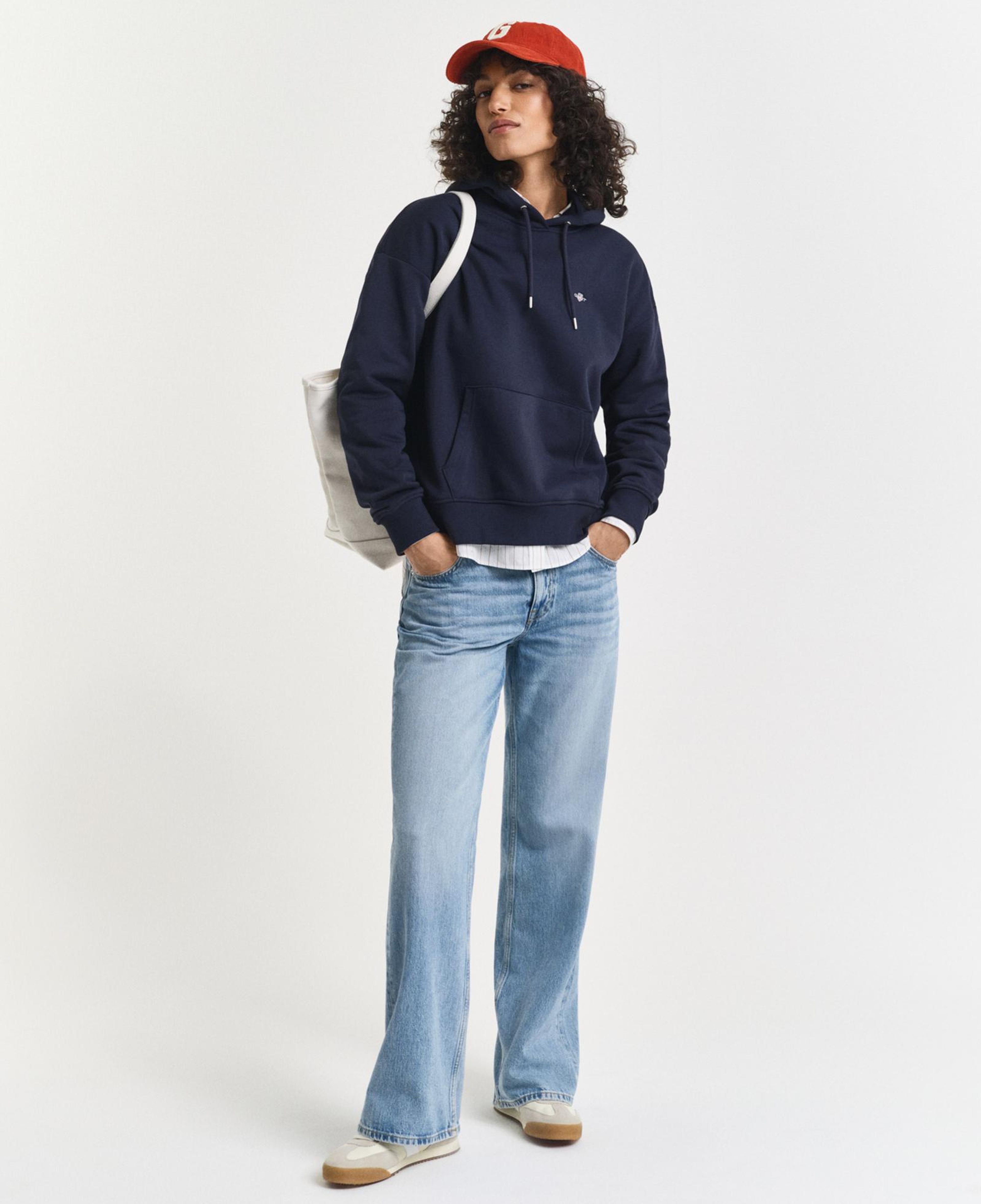 GANT Kadın Lacivert Relaxed Fit Kapüşonlu Sweatshirt