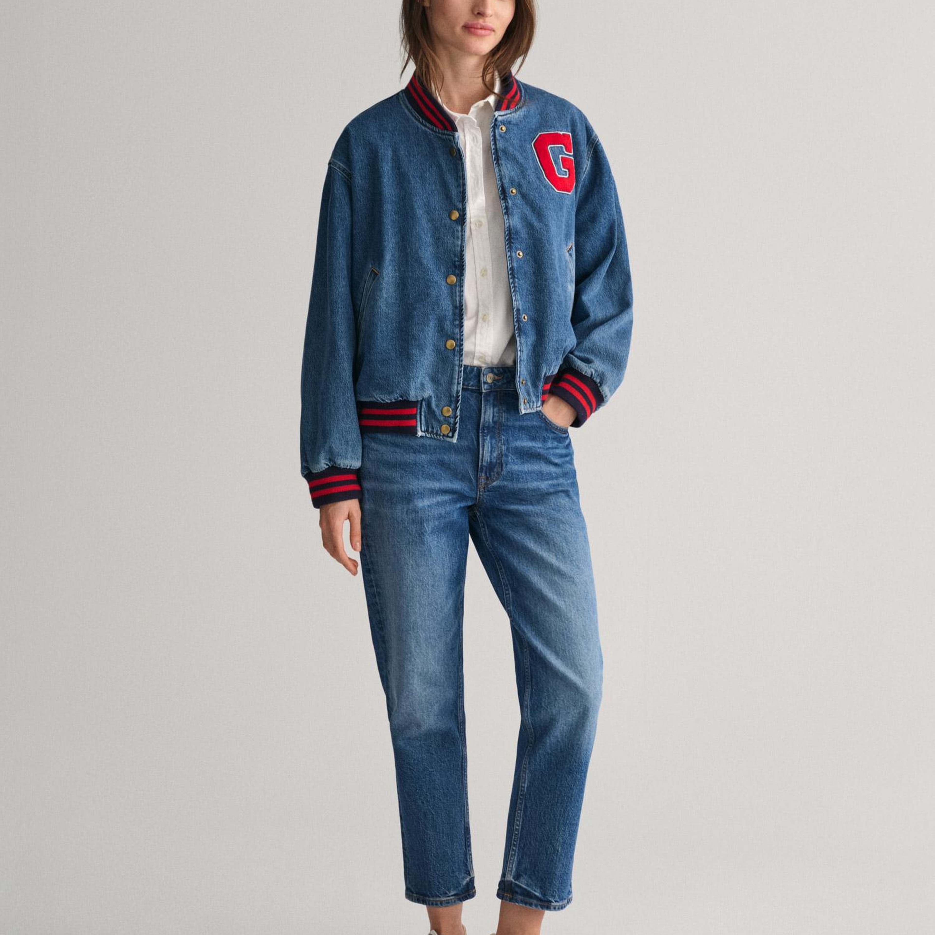 GANT Kadın Beyaz Slim Fit Klasik Yaka Oxford Gömlek