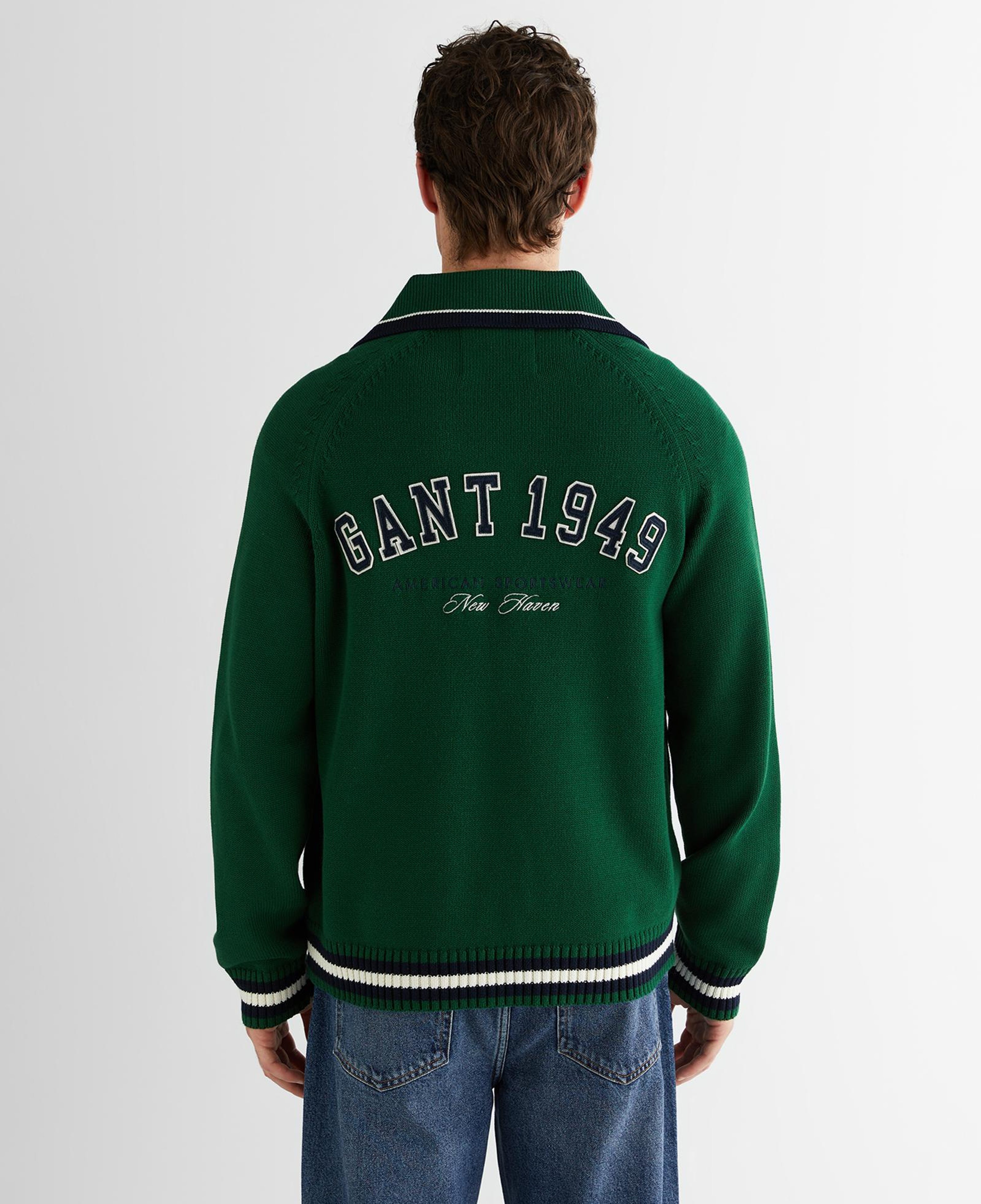 GANT Erkek Yeşil Relaxed Fit Fermuarlı Hırka