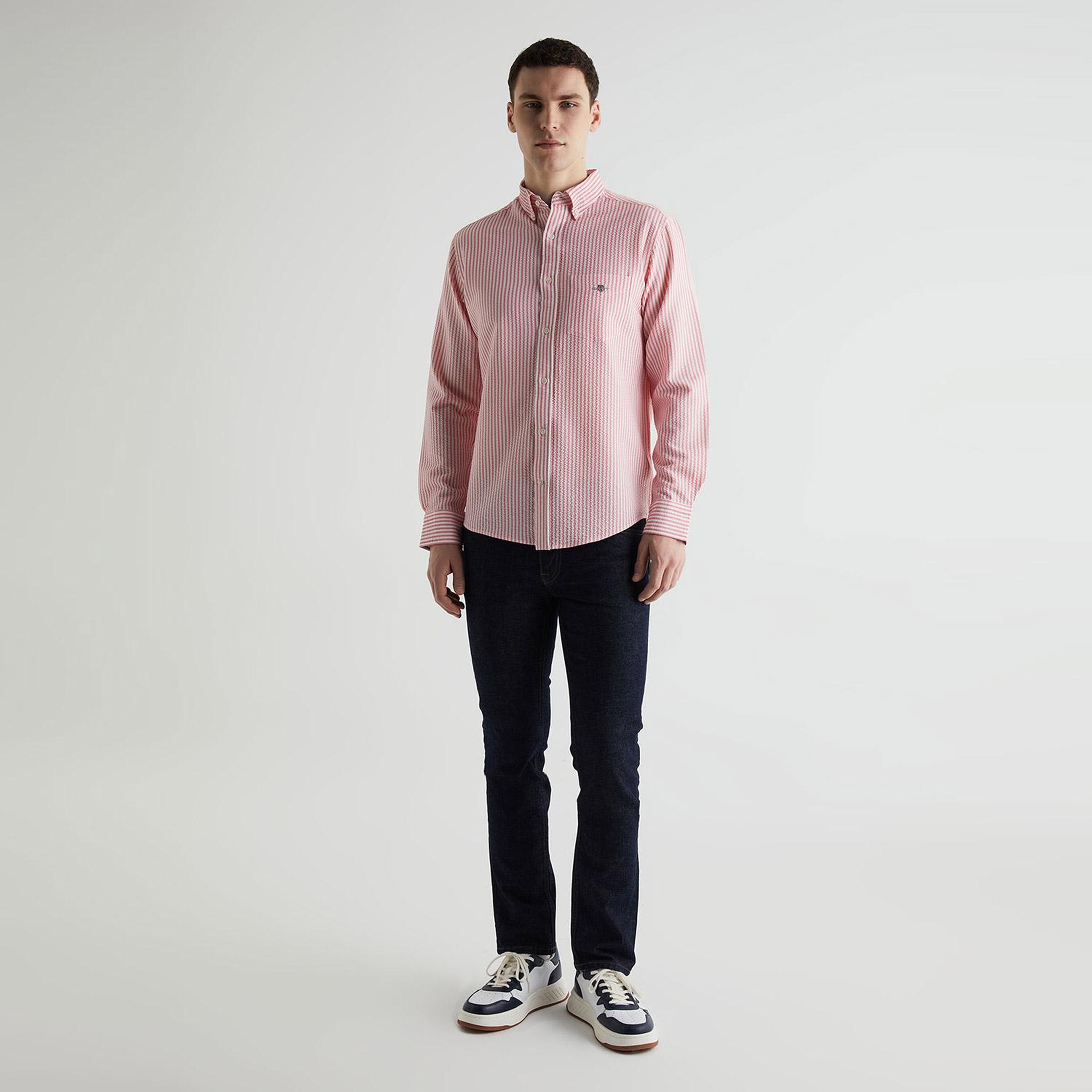 GANT Erkek Pembe Regular Fit Klasik Yaka Çizgili Gömlek