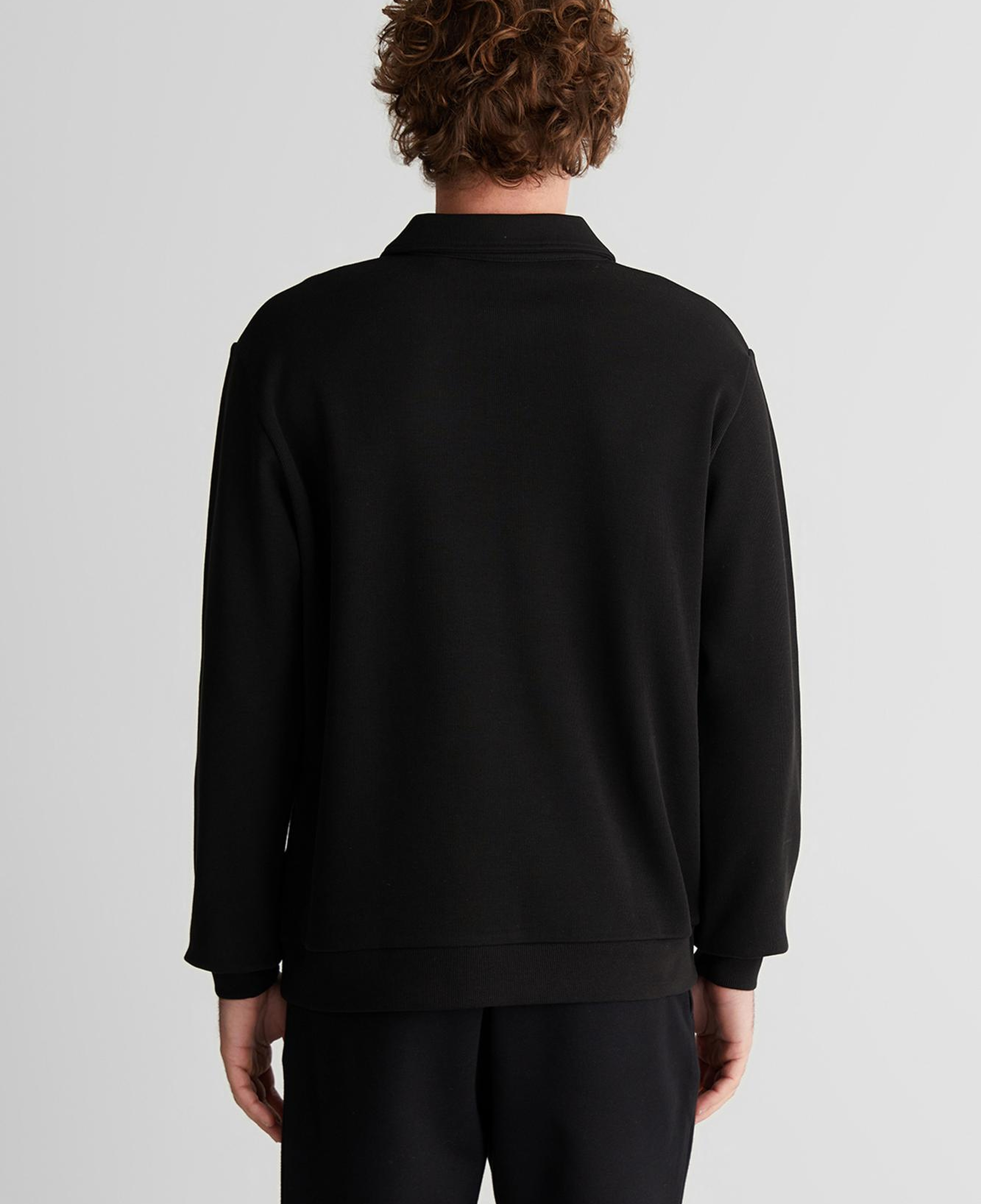 GANT Erkek Siyah Regular Fit Yarım Fermuarlı Logolu Sweatshirt