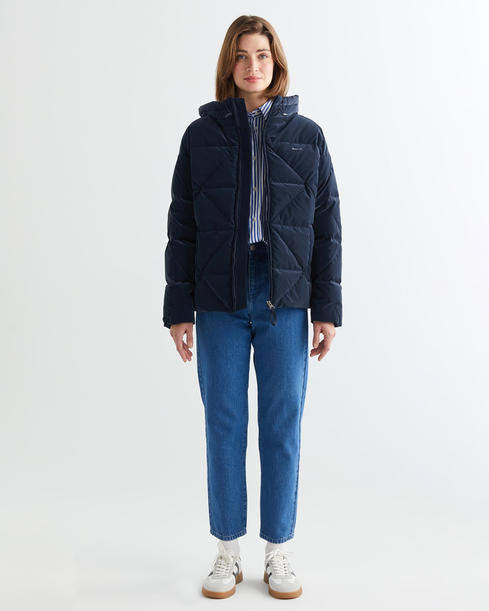 GANT Kadın Lacivert Kapüşonlu Kapitone Mont