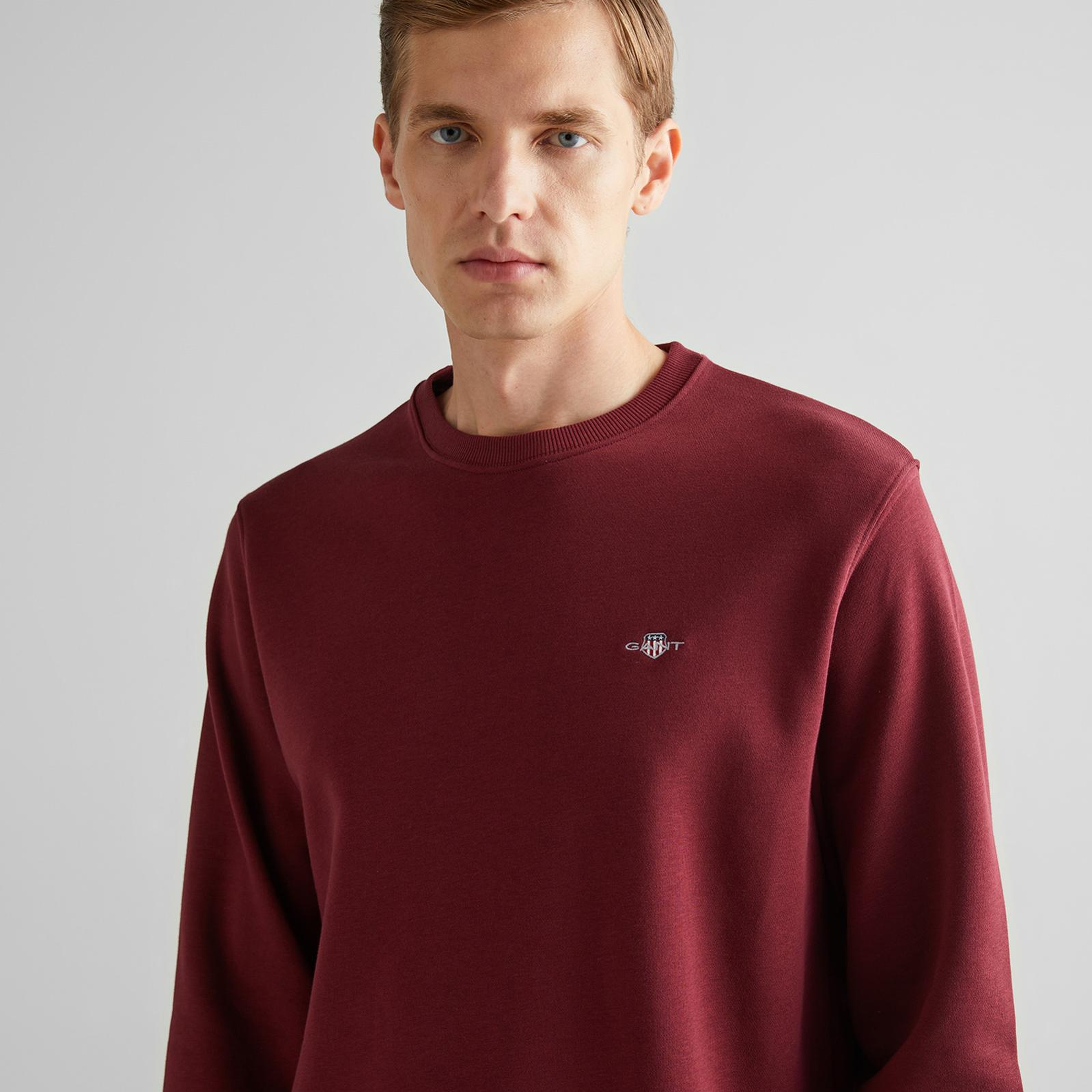 GANT Erkek Bordo Regular Fit Bisiklet Yaka Sweatshirt