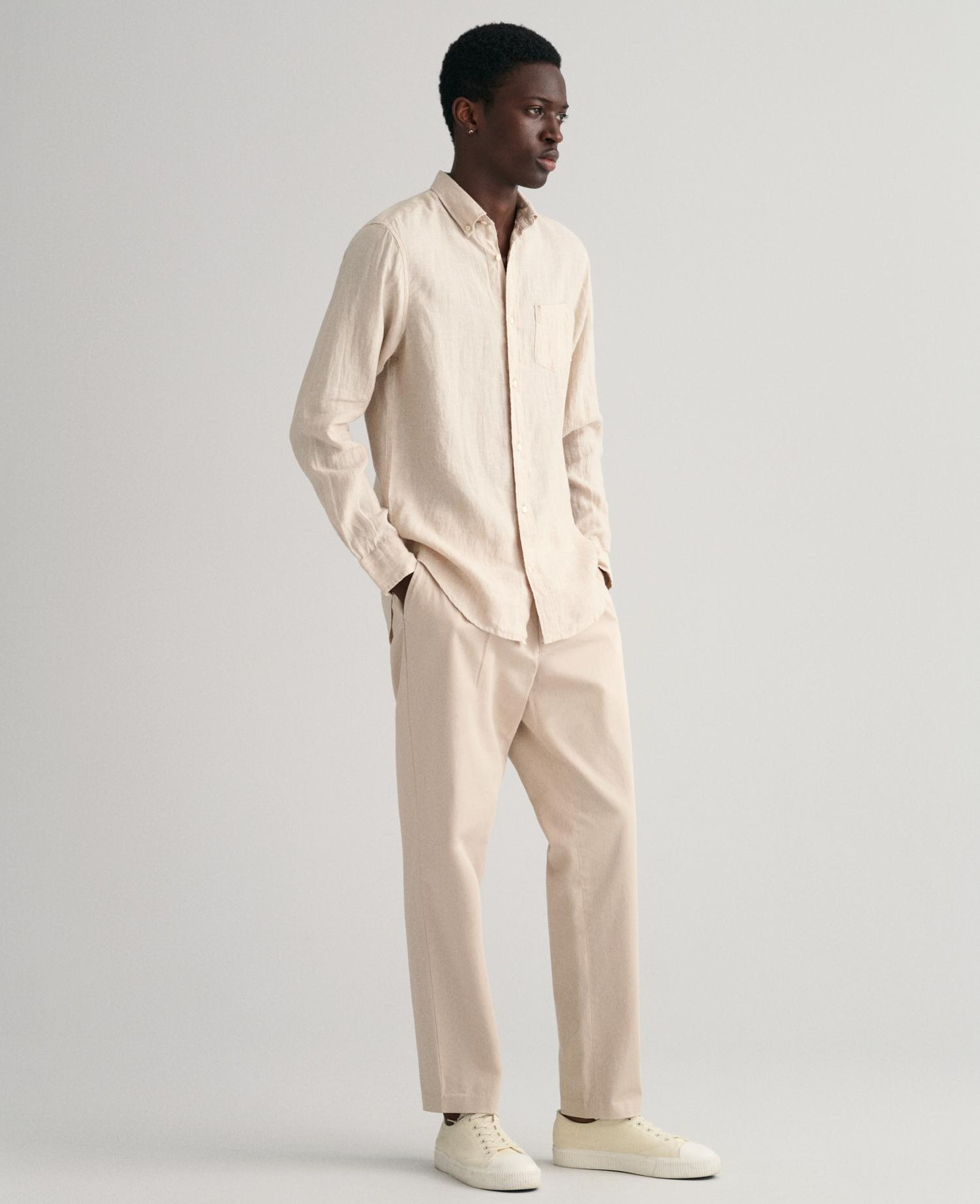 GANT Erkek Bej Regular Fit Keten Gömlek