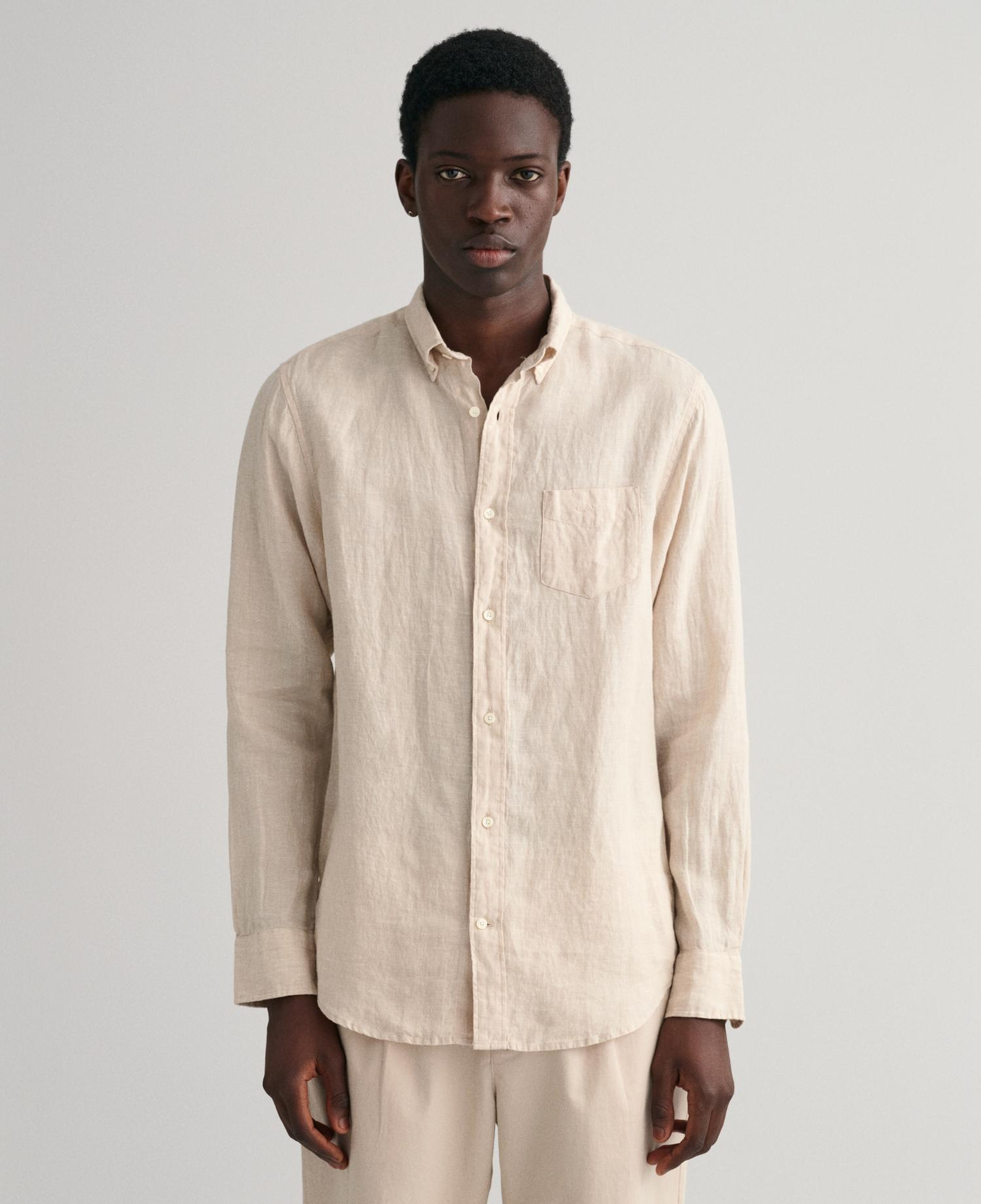 GANT Erkek Bej Regular Fit Keten Gömlek