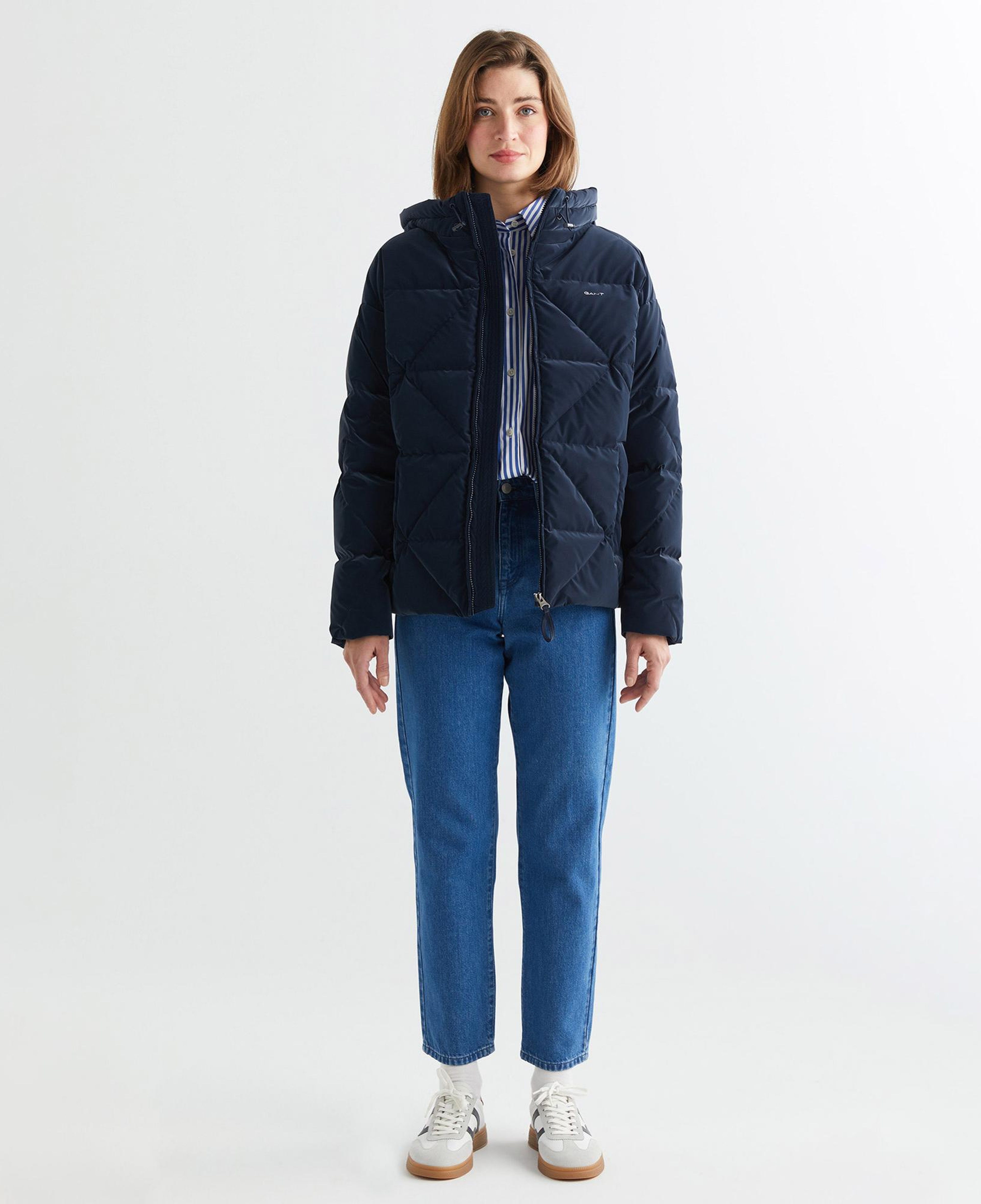 GANT Kadın Lacivert Kapüşonlu Kapitone Mont